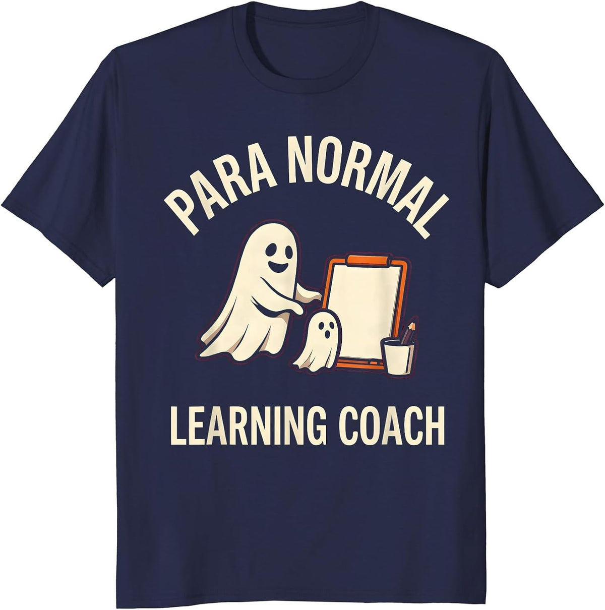 Men's Para Normal Learning Coach Funny Ghost Paraprofessional T-Shirt - Navy Blue
