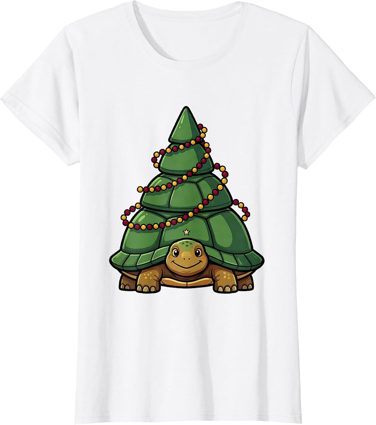 Women's Smiling Tortoise Christmas Animal Lover Funny Holiday T-Shirt - White