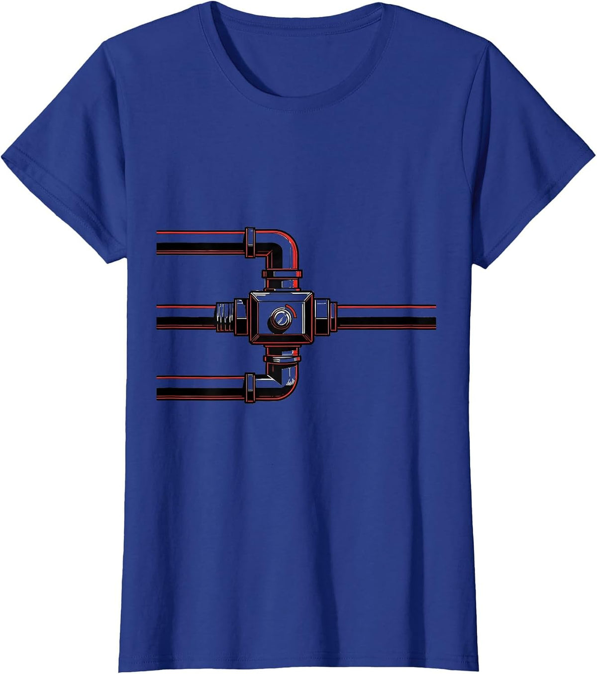 Women's Minimal Diverter Valve Funny Plumber Pipefitter Occupation T-Shirt - Royal Blue
