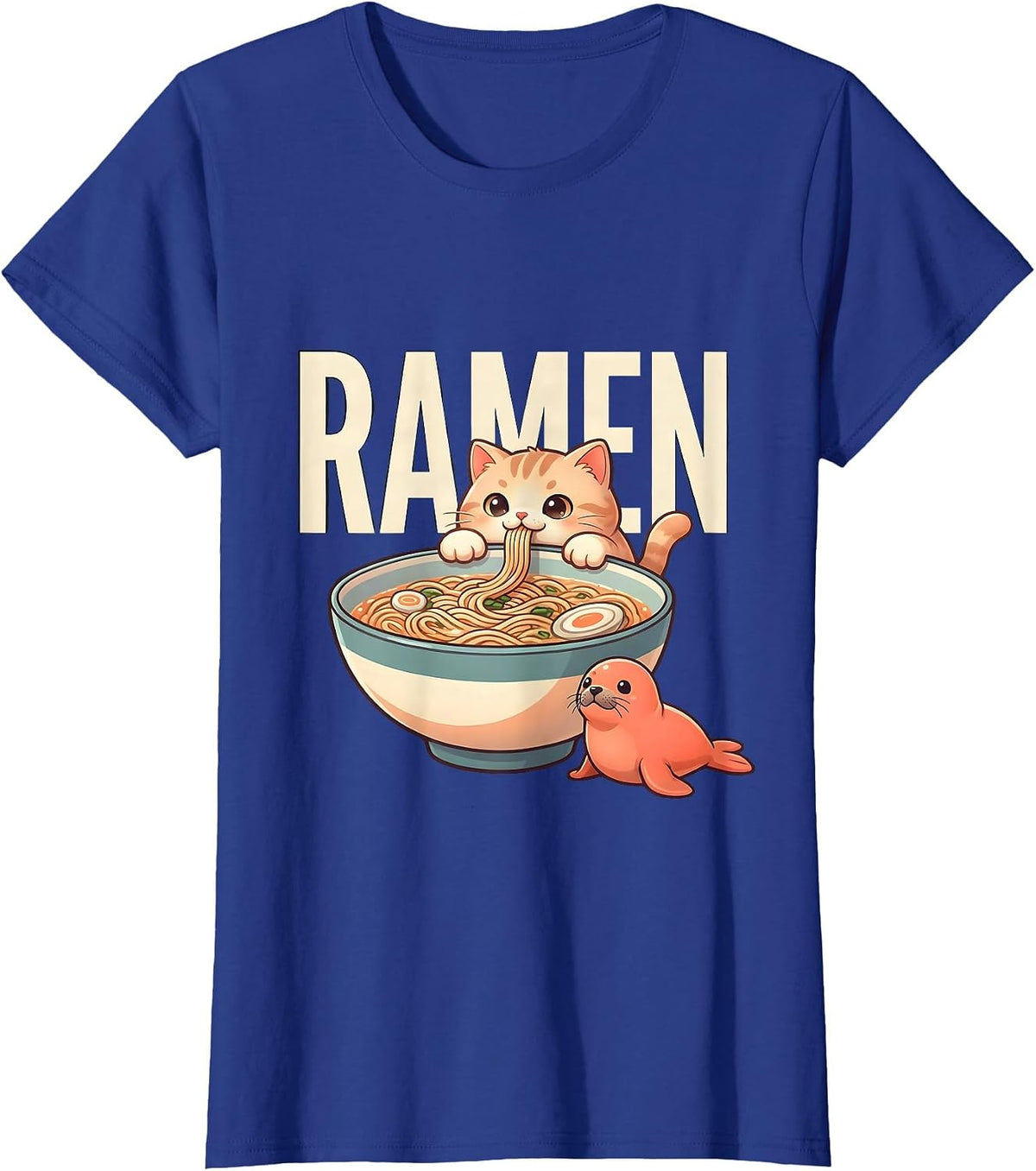 Women's RAMEN Cute Kawaii Cat Anime Japanese Ramen Lover Gift T-Shirt - Royal Blue