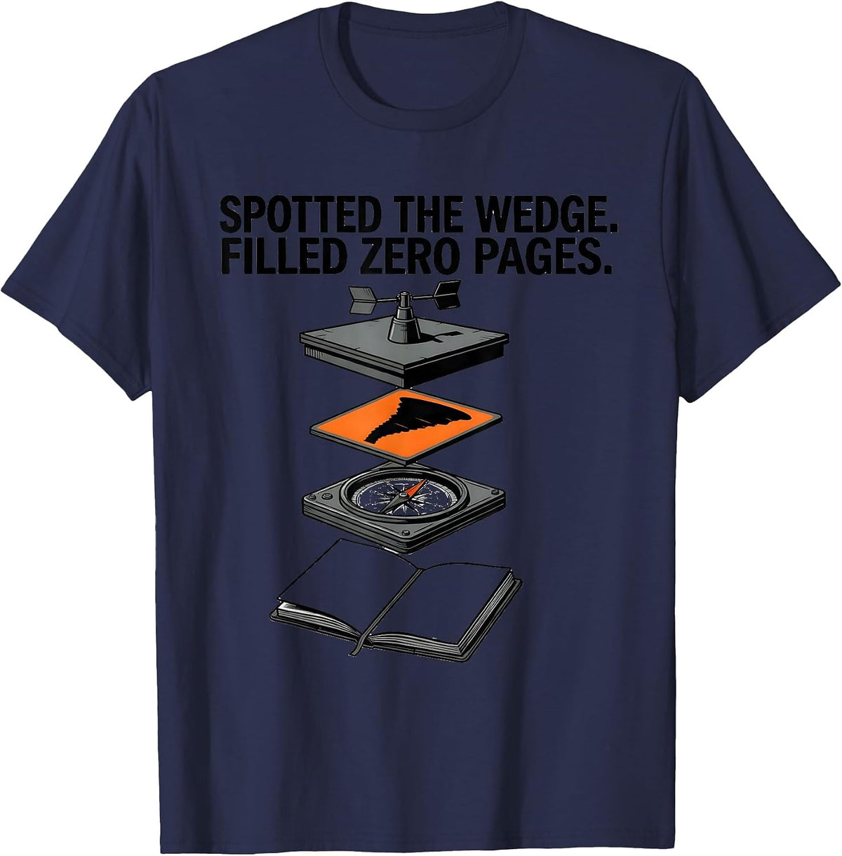 Men's Spotted The Wedge Filled Zero Pages Storm Chaser Tornado T-Shirt - Navy Blue