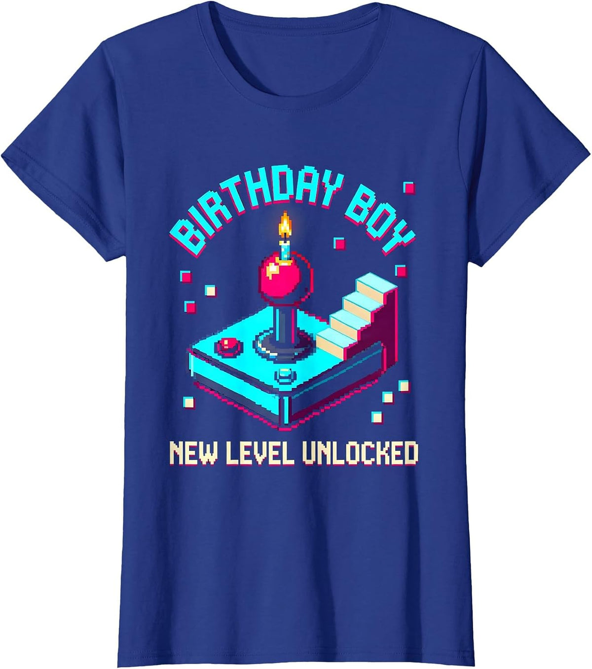Women's Birthday Boy New Level Unlocked Pixel Art Gamer Boy Birthday T-Shirt - Royal Blue