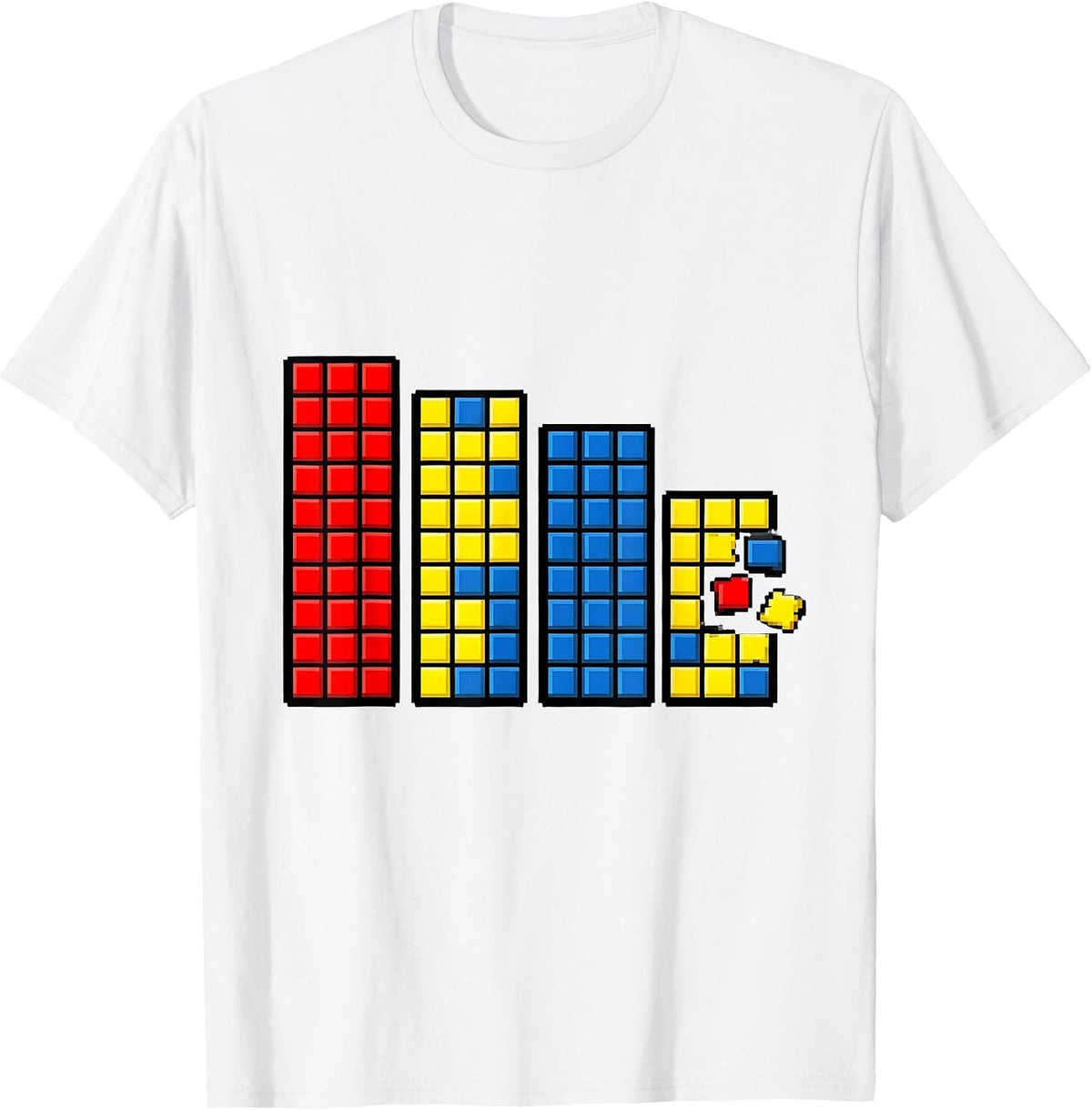 Men's Pixel Art Cube Panel Puzzle Speed Cubing Math Nerd T-Shirt - White