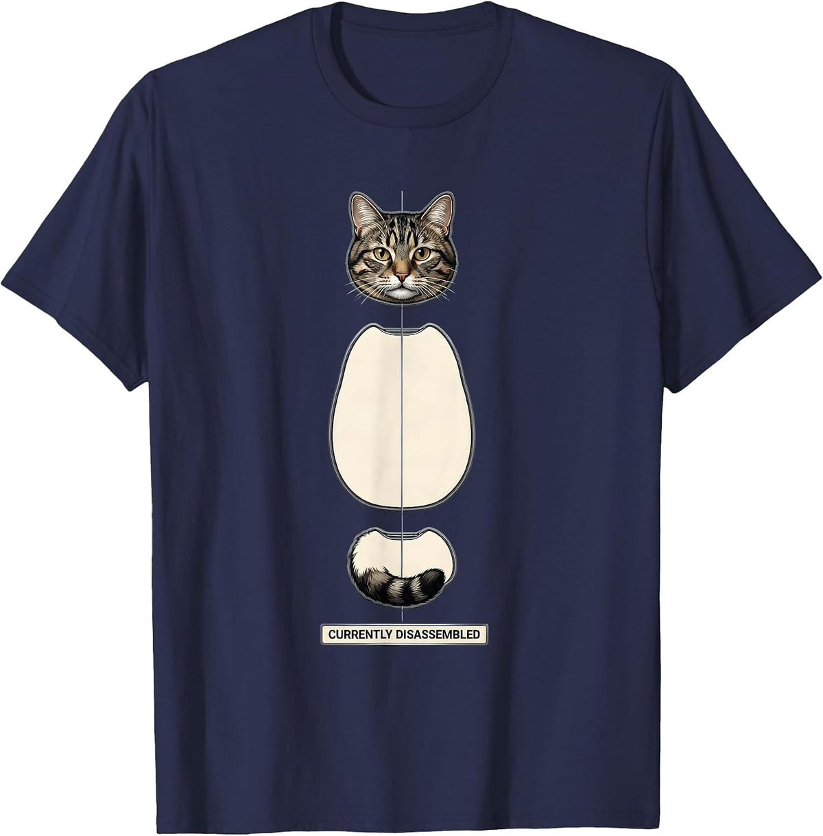 Currently Disassembled Exploded View Technical Cat Meme T-Shirt - Navy Blue