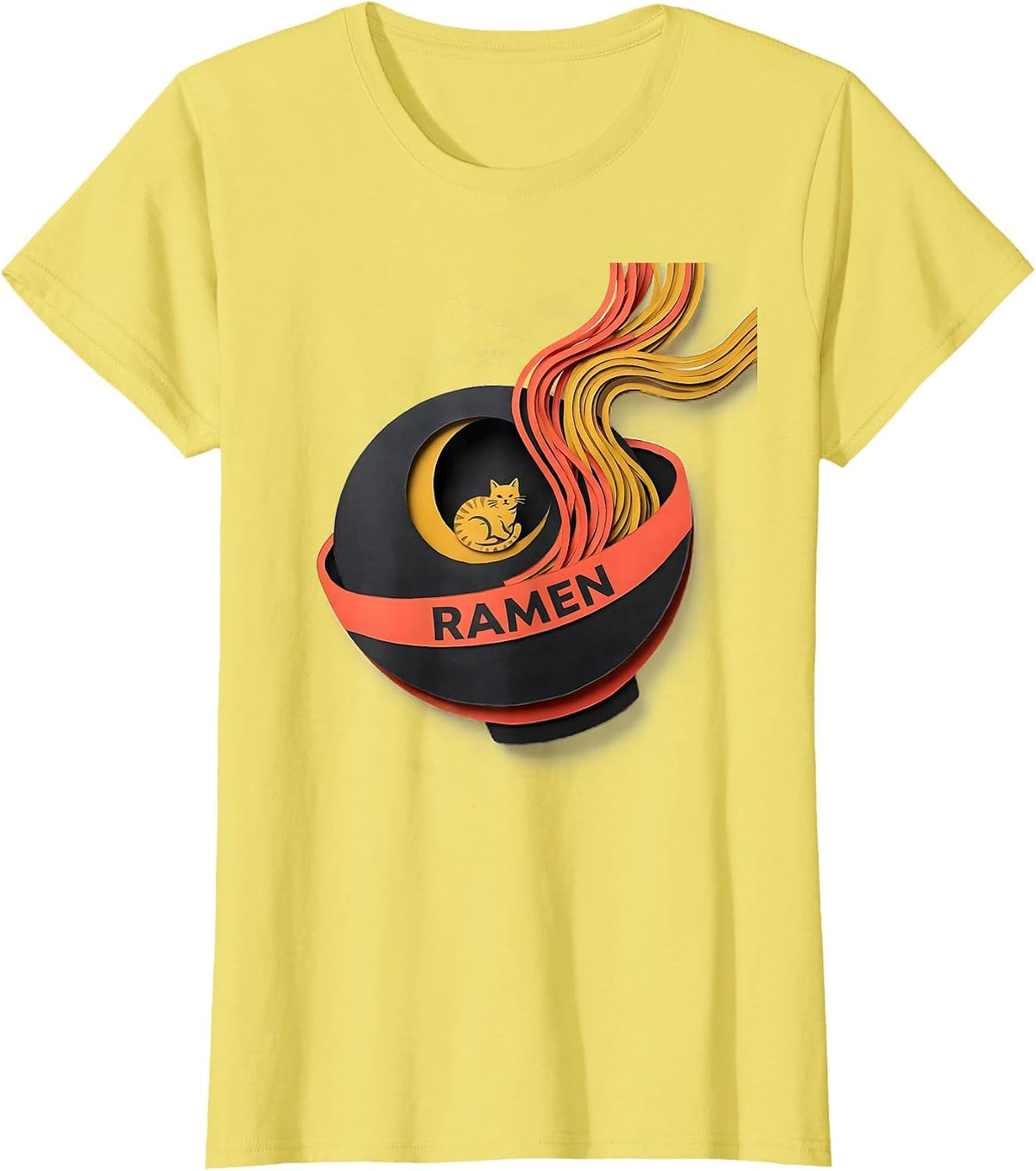 RAMEN Kawaii Anime Cat Funny Japanese Noodle Lover Gift T-Shirt - Lemon Yellow