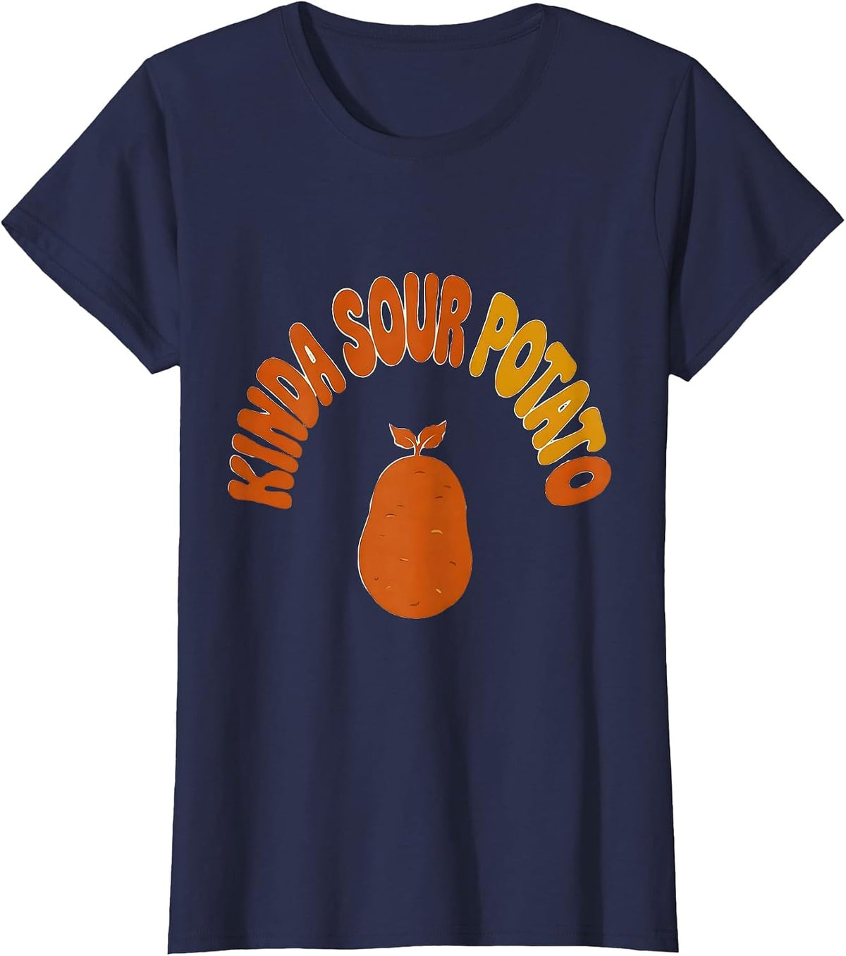 Women's Kinda Sour Potato Retro 70s Funny Couple Thanksgiving T-Shirt - Navy Blue