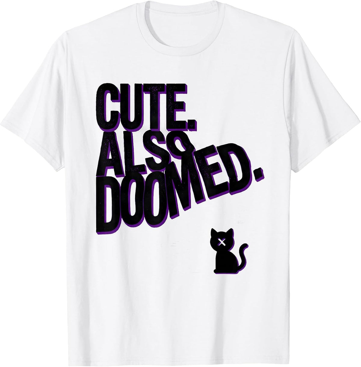 Men's Cute Also Doomed Pastel Goth Kawaii Creepy Cat New Wave T-Shirt - White