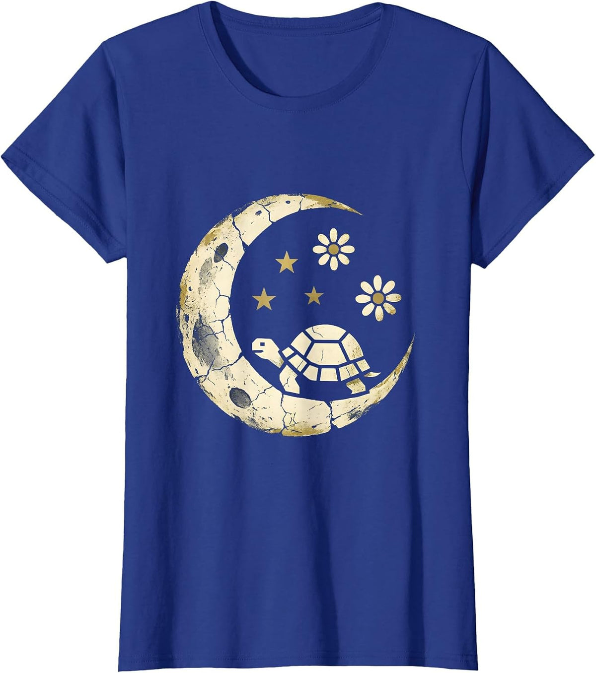 Women's Ancient Tortoise Starry Sky Be Still Illustration T-Shirt - Royal Blue