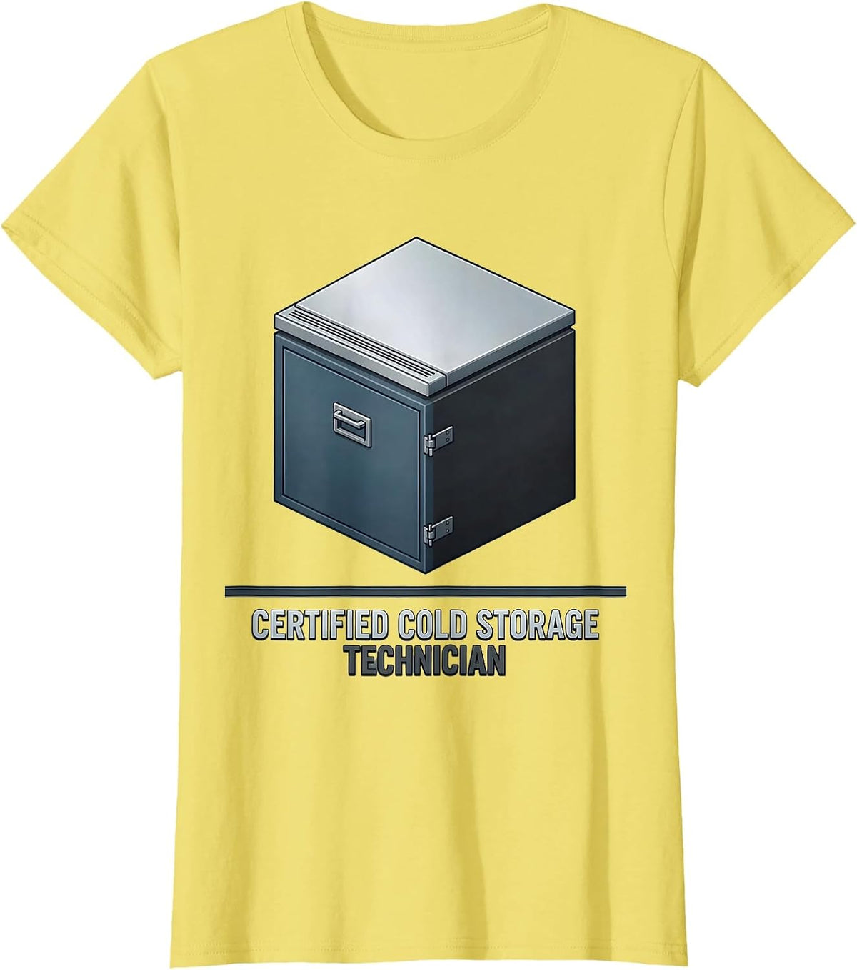 Certified Cold Storage Technician Dark Humor Mortician Gift T-Shirt - Lemon Yellow