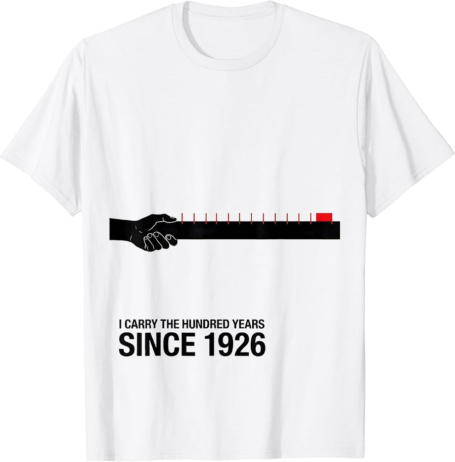 Men's I Carry The Hundred Years, Since 1926 Centennial Black T-Shirt - White