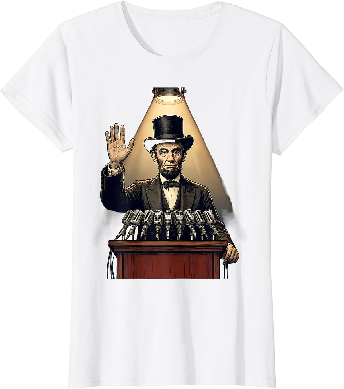 Women's Abraham Lincoln Portrait Funny Presidents Day Novelty T-Shirt - White
