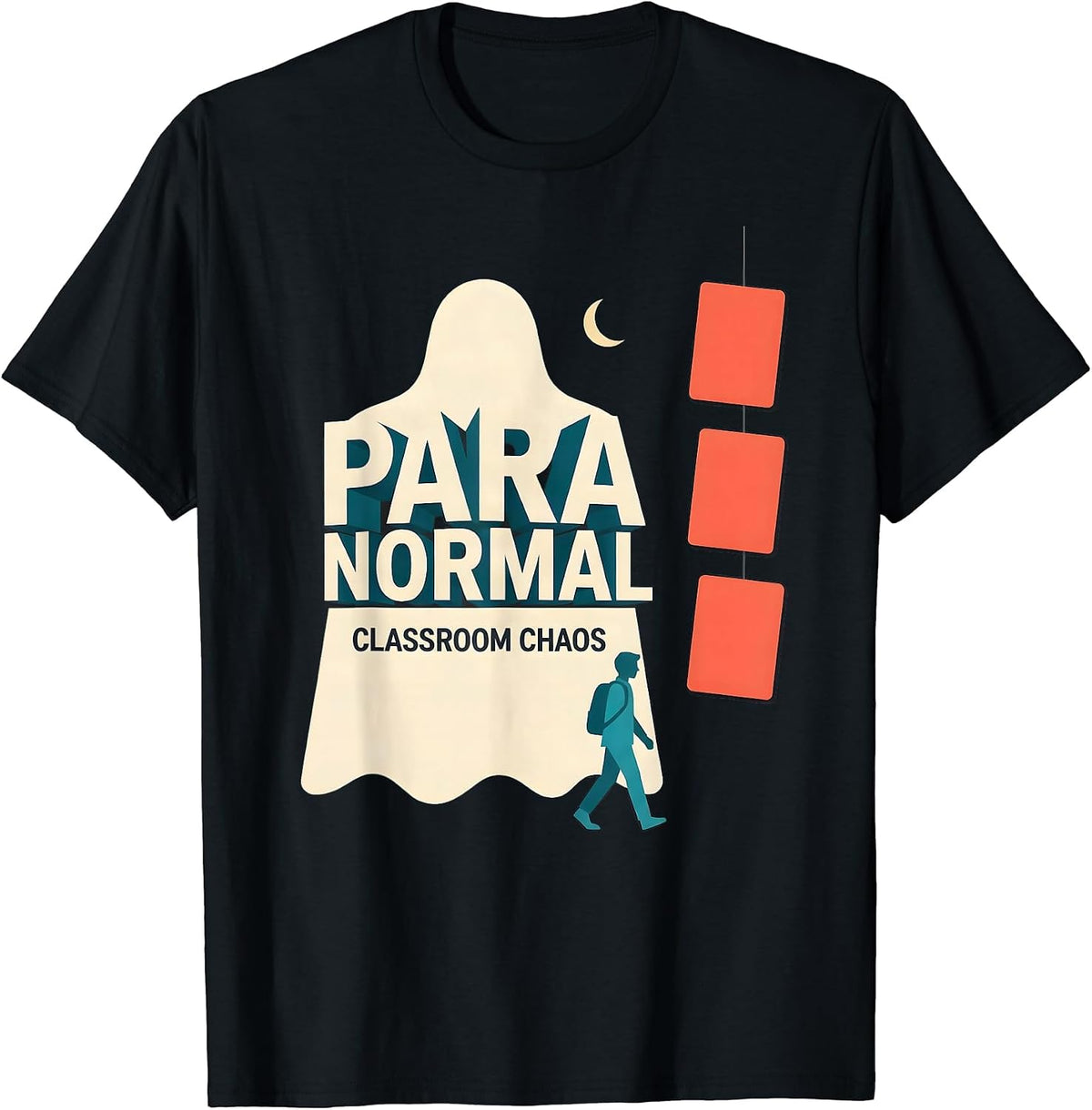 Men's Para Normal Classroom Chaos Funny Ghost Paraprofessional T-Shirt - Black