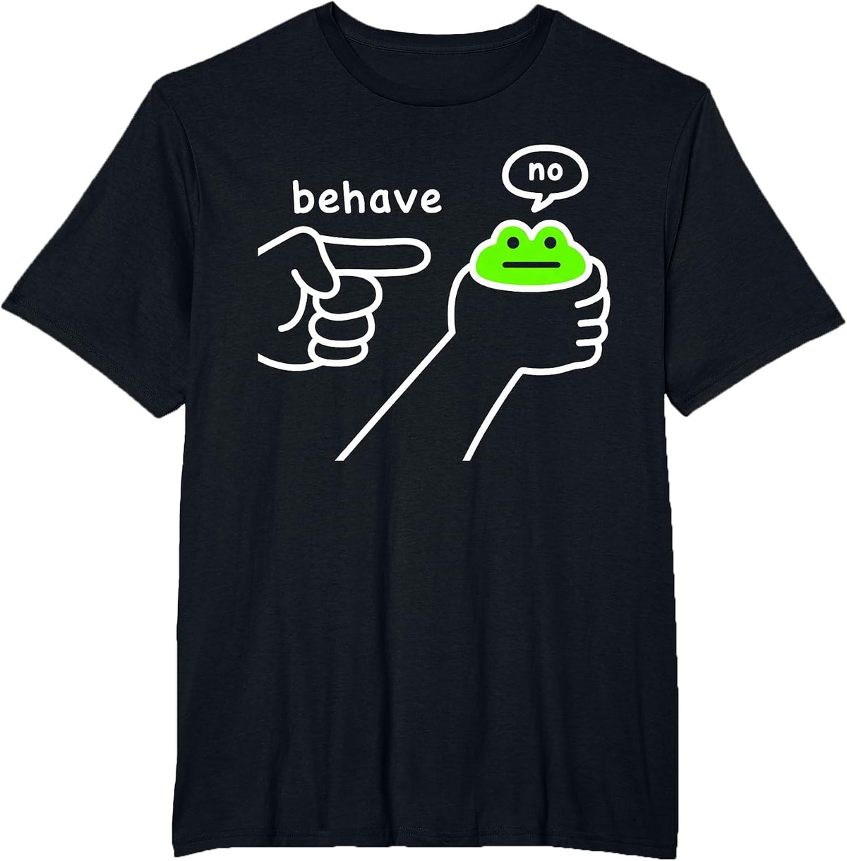 Dishonest Frog Funny Frog Meme Behave No Cartoon Design T-Shirt - Black