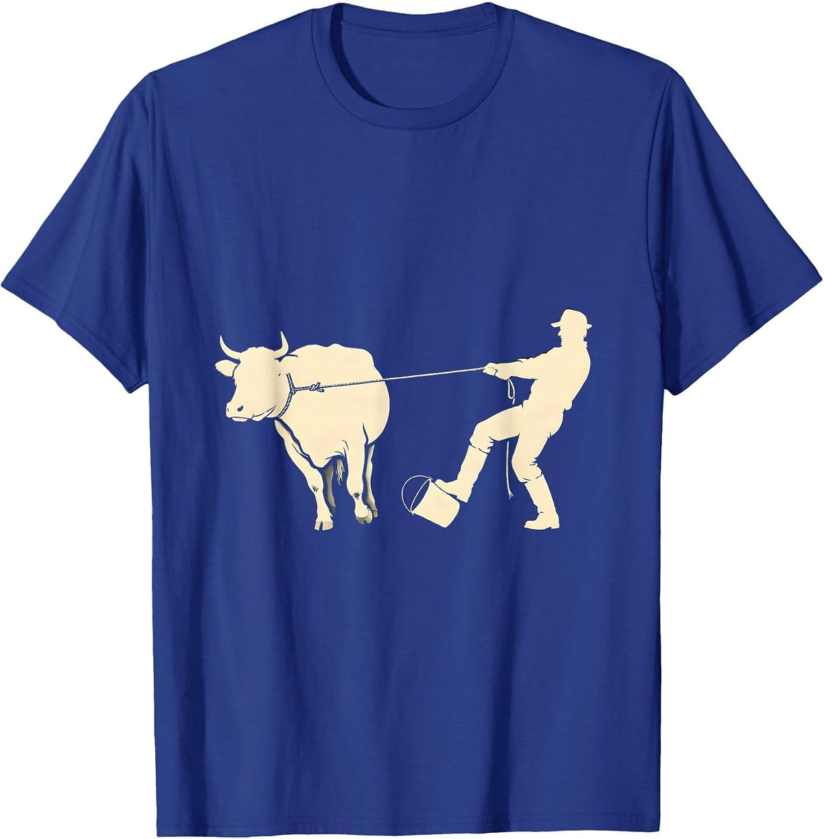 Men's Farmer vs Heifer Silhouette Funny Farm Life T-Shirt - Royal Blue
