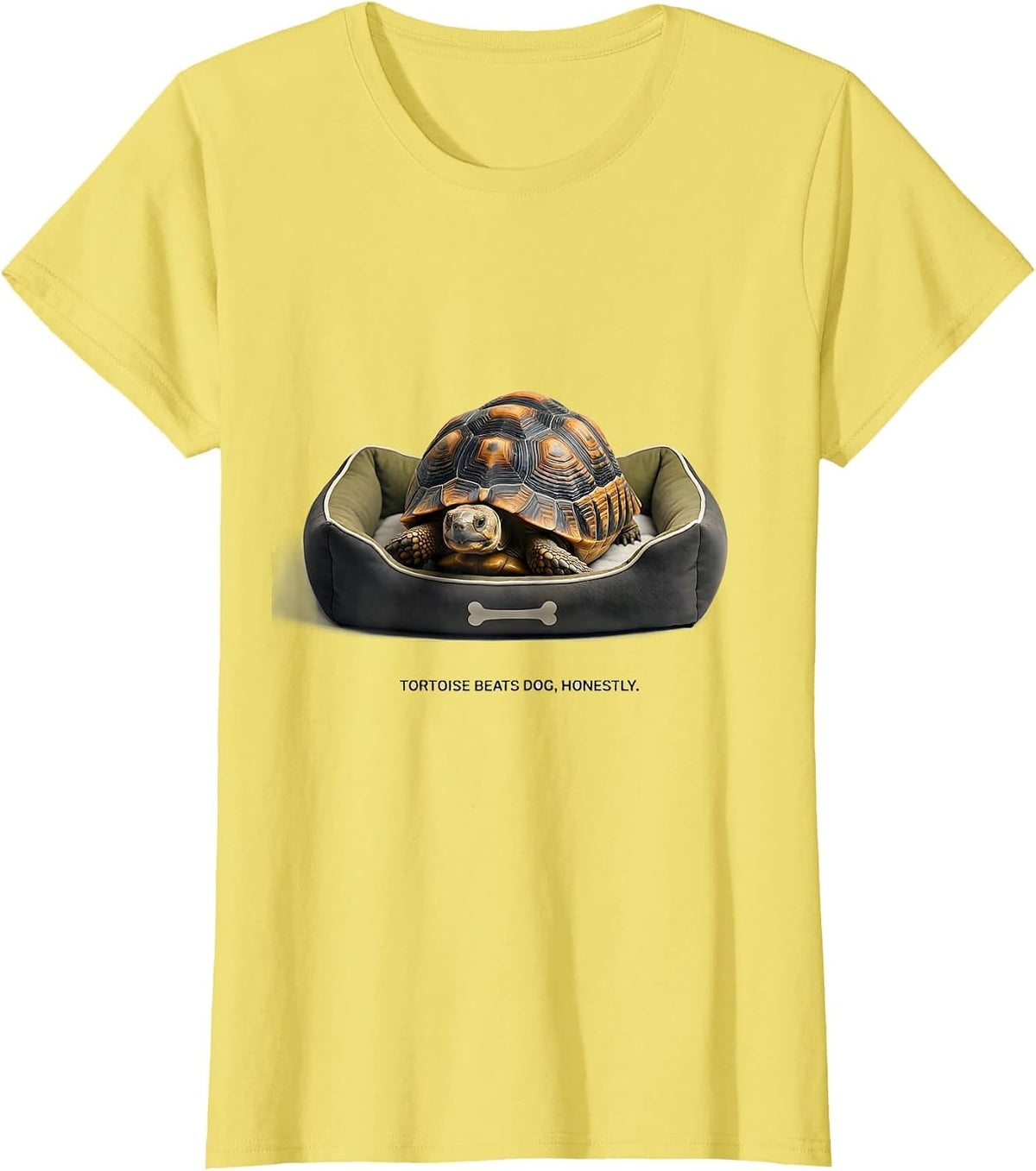 Tortoise Beats Dog Honestly Funny Reptile Lover Gift T-Shirt - Lemon Yellow
