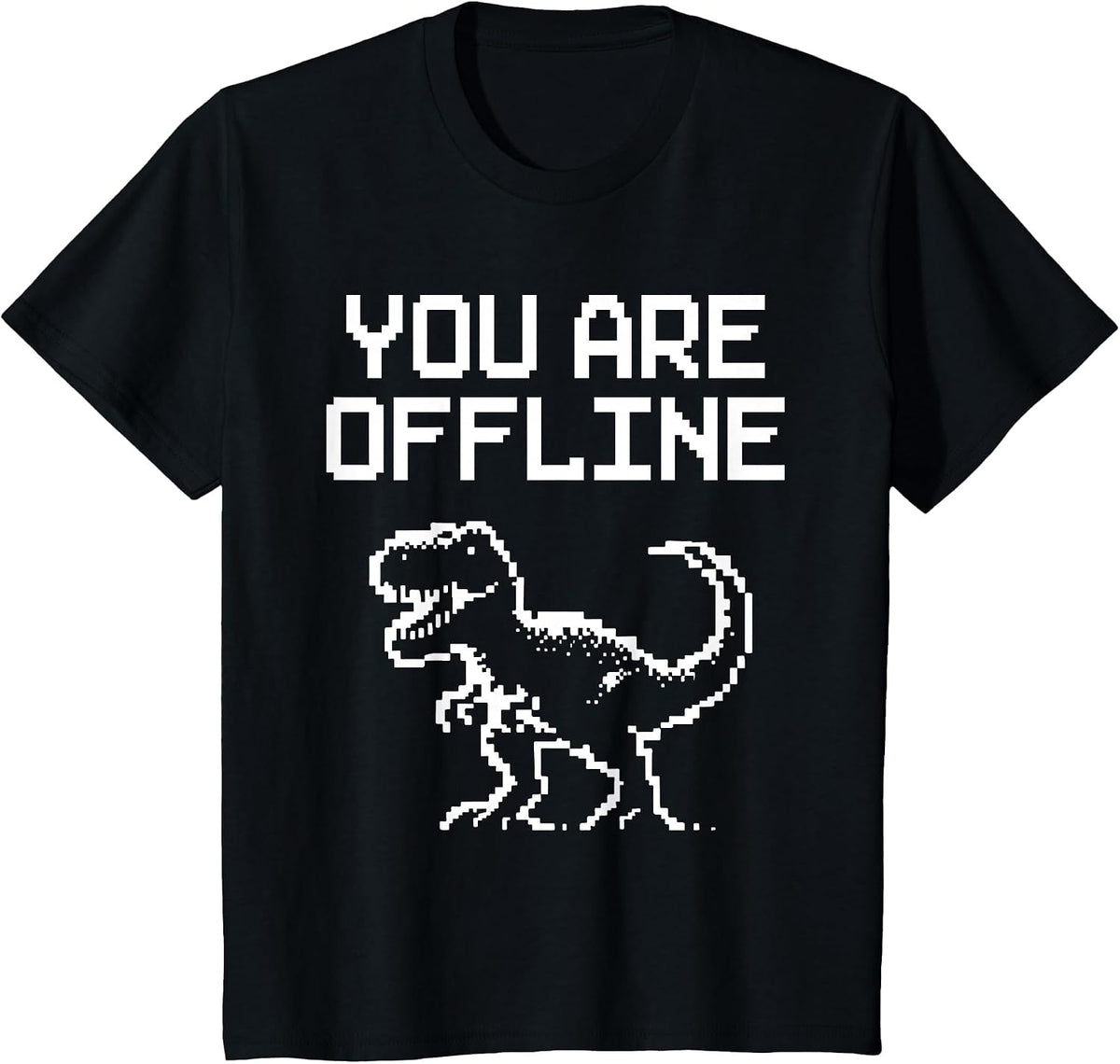 You are Offline T-Rex Pixel Art No Internet Connection T-Shirt - Black