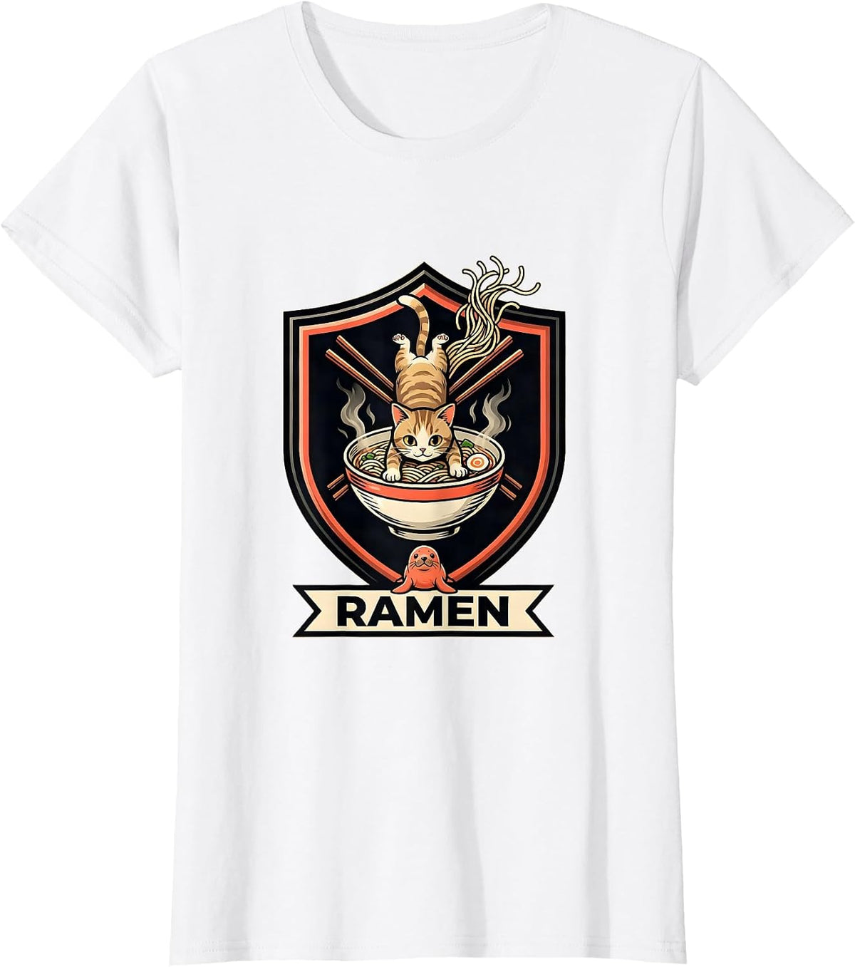 Women's RAMEN Kawaii Cat Anime Funny Japanese Ramen Lover Gift T-Shirt - White