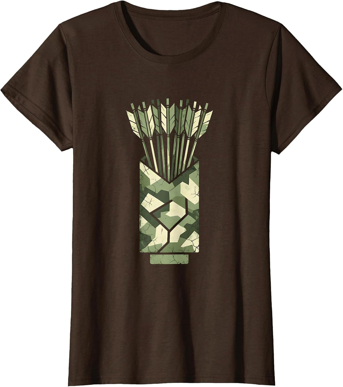 Women's Camo Arrows Quiver Bundle Illustration T-Shirt - Brown