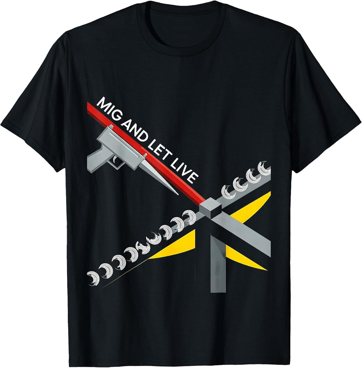 Men's MIG And Let Live Bauhaus Modernist Welder Humor Trade Pride T-Shirt - Black