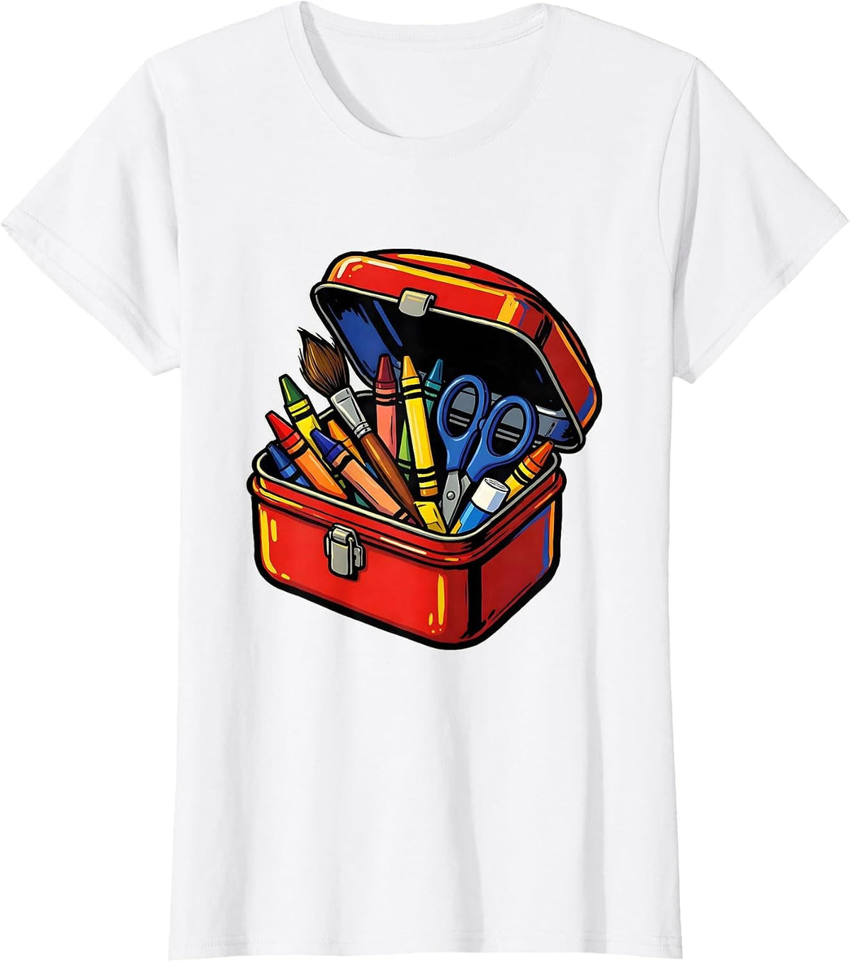 Kindergarten Teacher Lunchbox Art Supplies Graphic T-Shirt - White