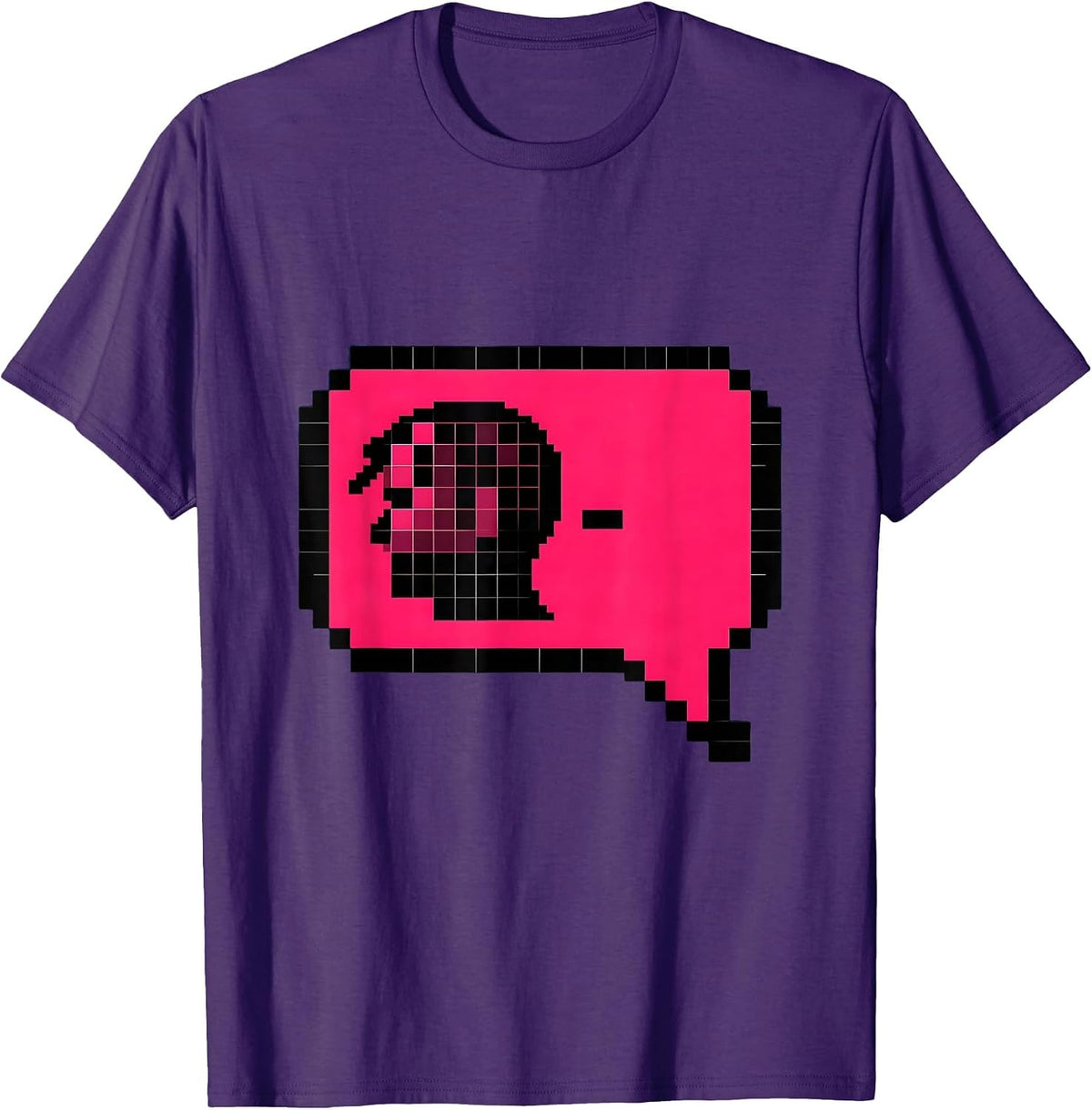 Men's Pixel Grid Chat Bubble Emo Nostalgia Scene Kid T-Shirt - Purple