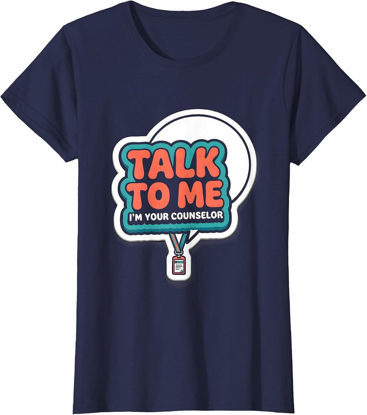 Women's Talk To Me, I’m Your Counselor Groovy Retro School Counselor T-Shirt - Navy Blue
