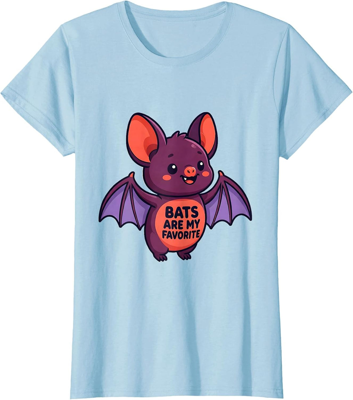 Women's Bats Are My Favorite Cute Kawaii Bat Lover Wildlife Humor T-Shirt - Baby Blue