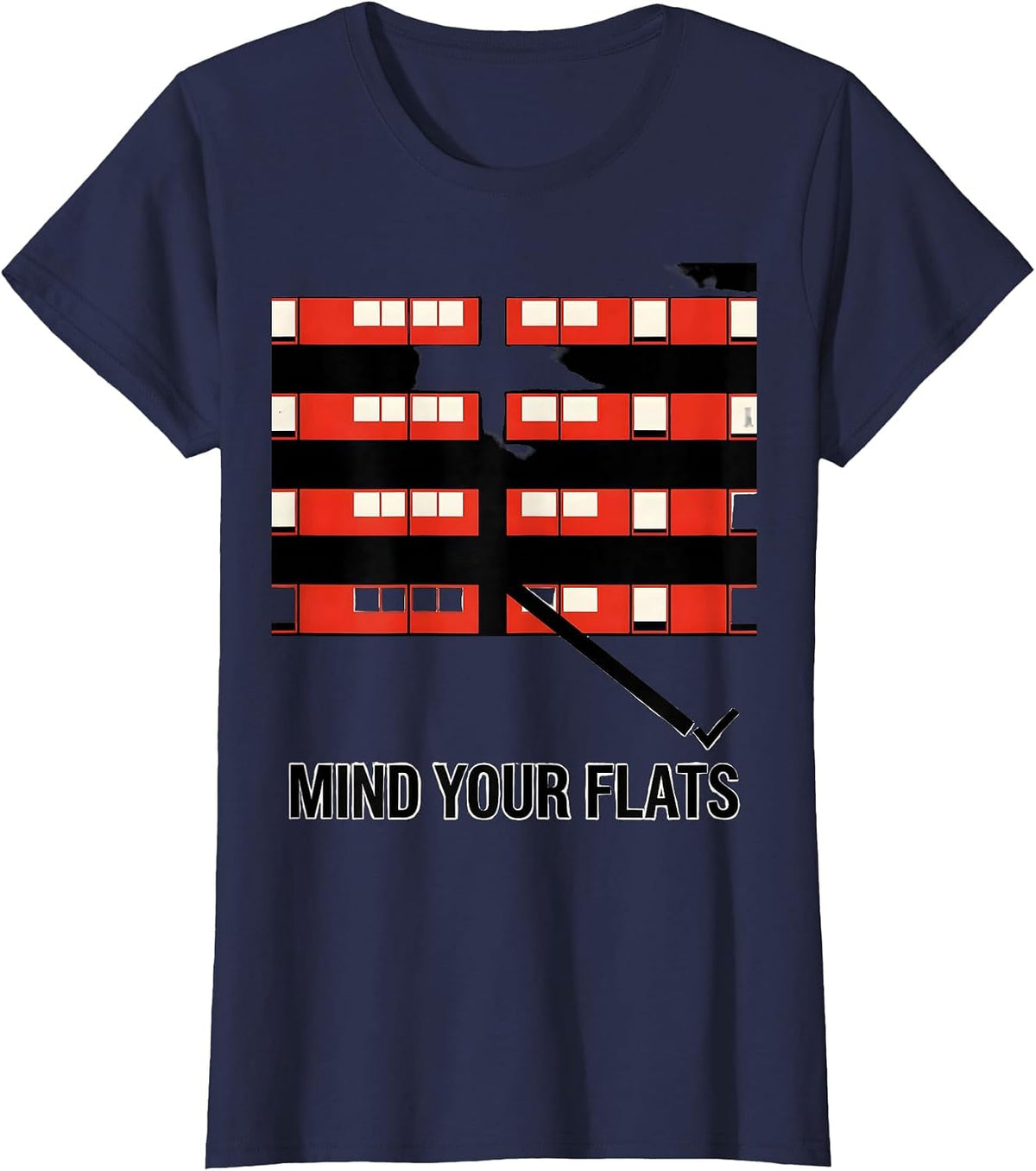 Women's Mind Your Flats Funny Music Teacher Gift Band Humor T-Shirt - Navy Blue