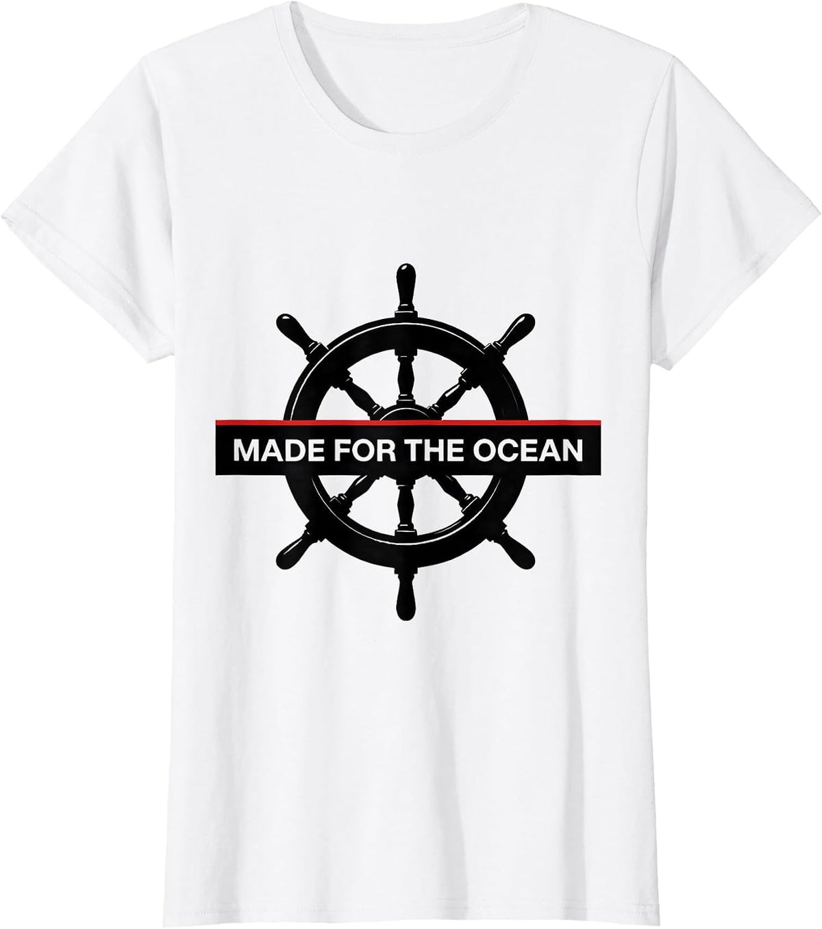 Women's Made for the Ocean Sailor Graphic Design T-Shirt - White