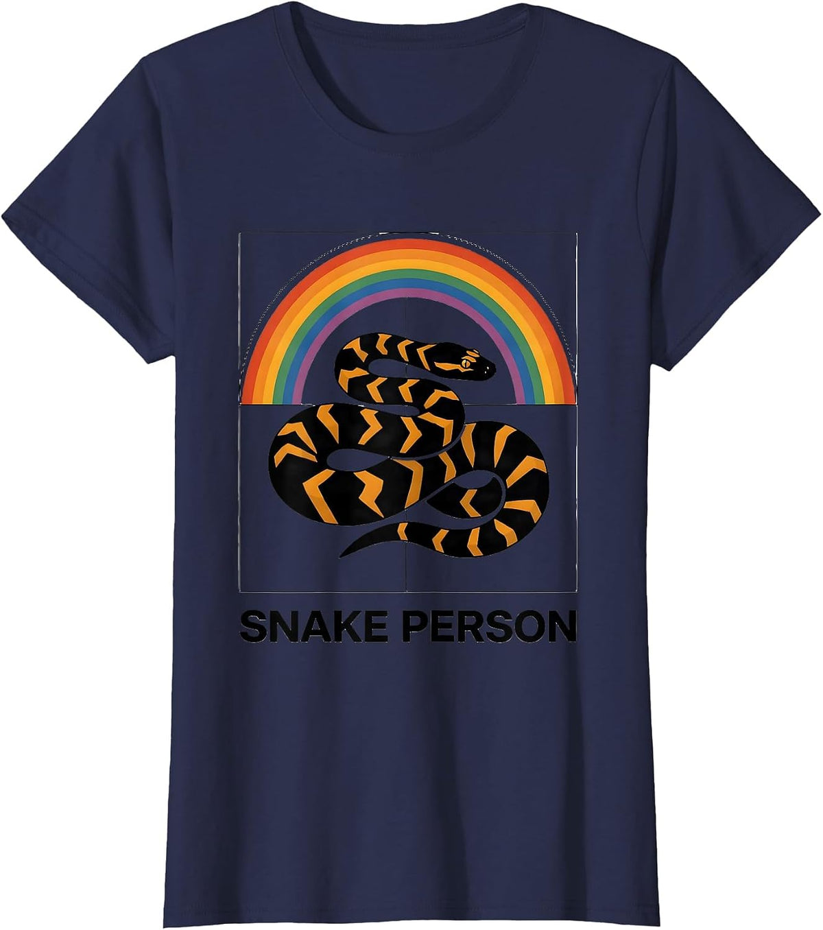 Women's Ball Python Silhouette Retro Snake Enthusiast Humor T-Shirt - Navy Blue