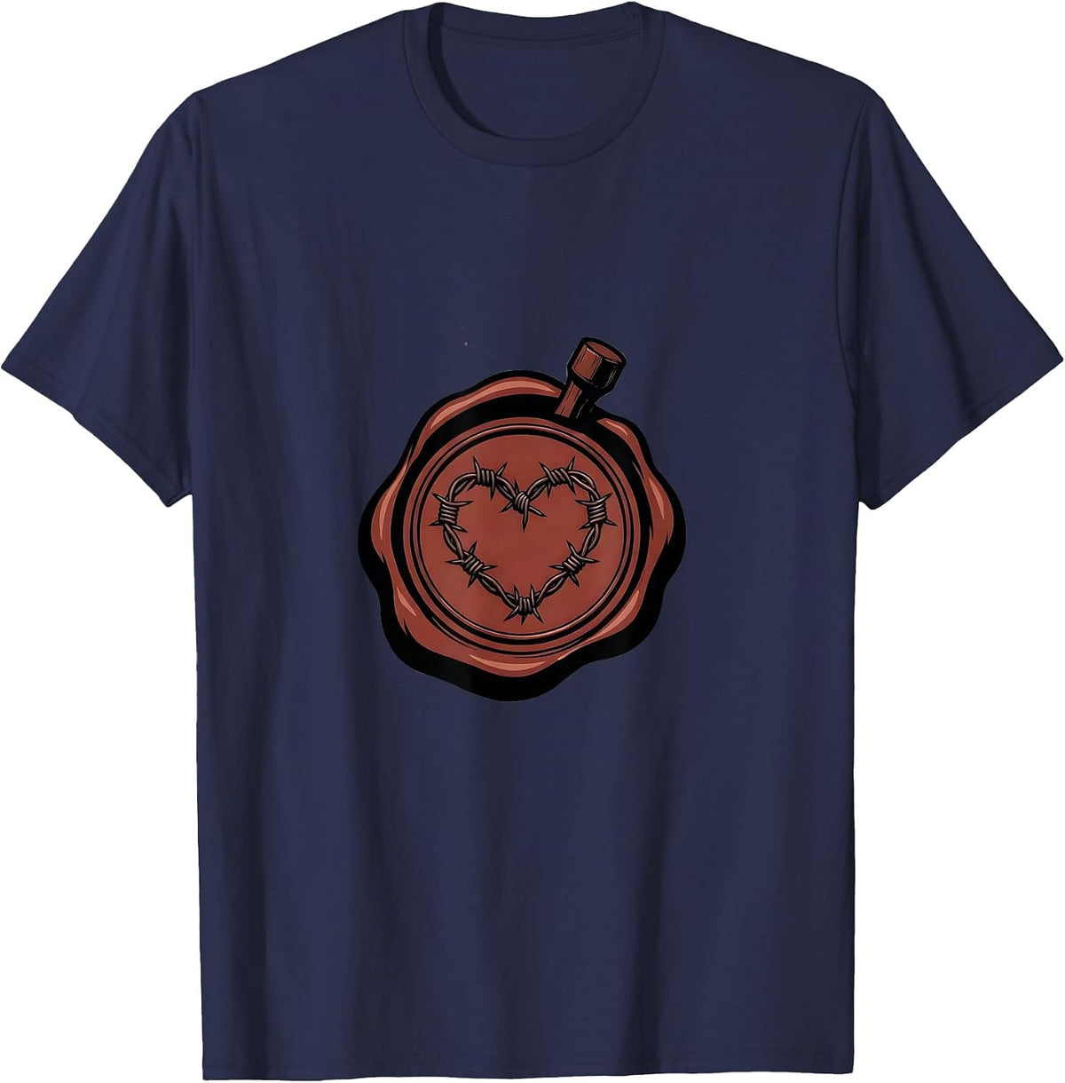 Men's Barbed Wire Heart Grunge Goth Alt Aesthetic T-Shirt - Navy Blue