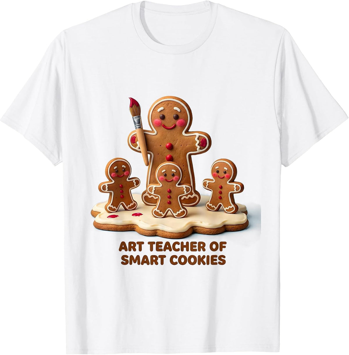 Men's Art Teacher Of Smart Cookies Cute Kawaii Christmas Teacher T-Shirt - White
