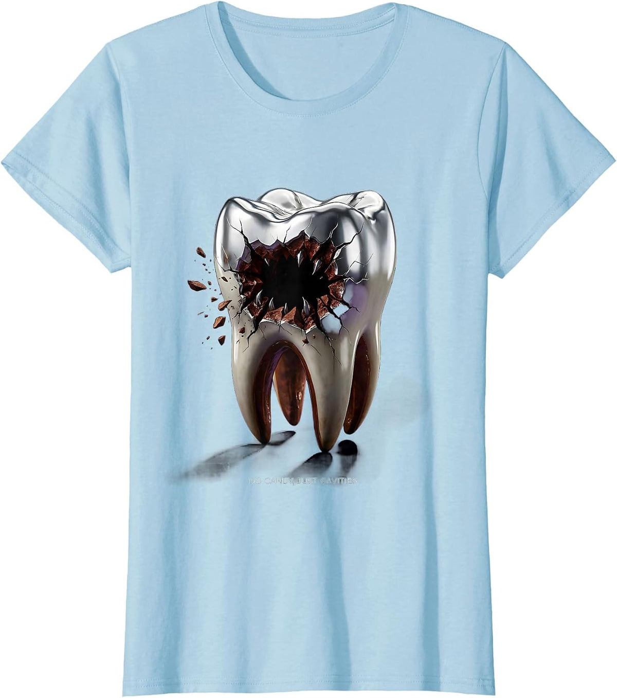 No Candy Just Cavities Dental Halloween Design T-Shirt - Baby Blue
