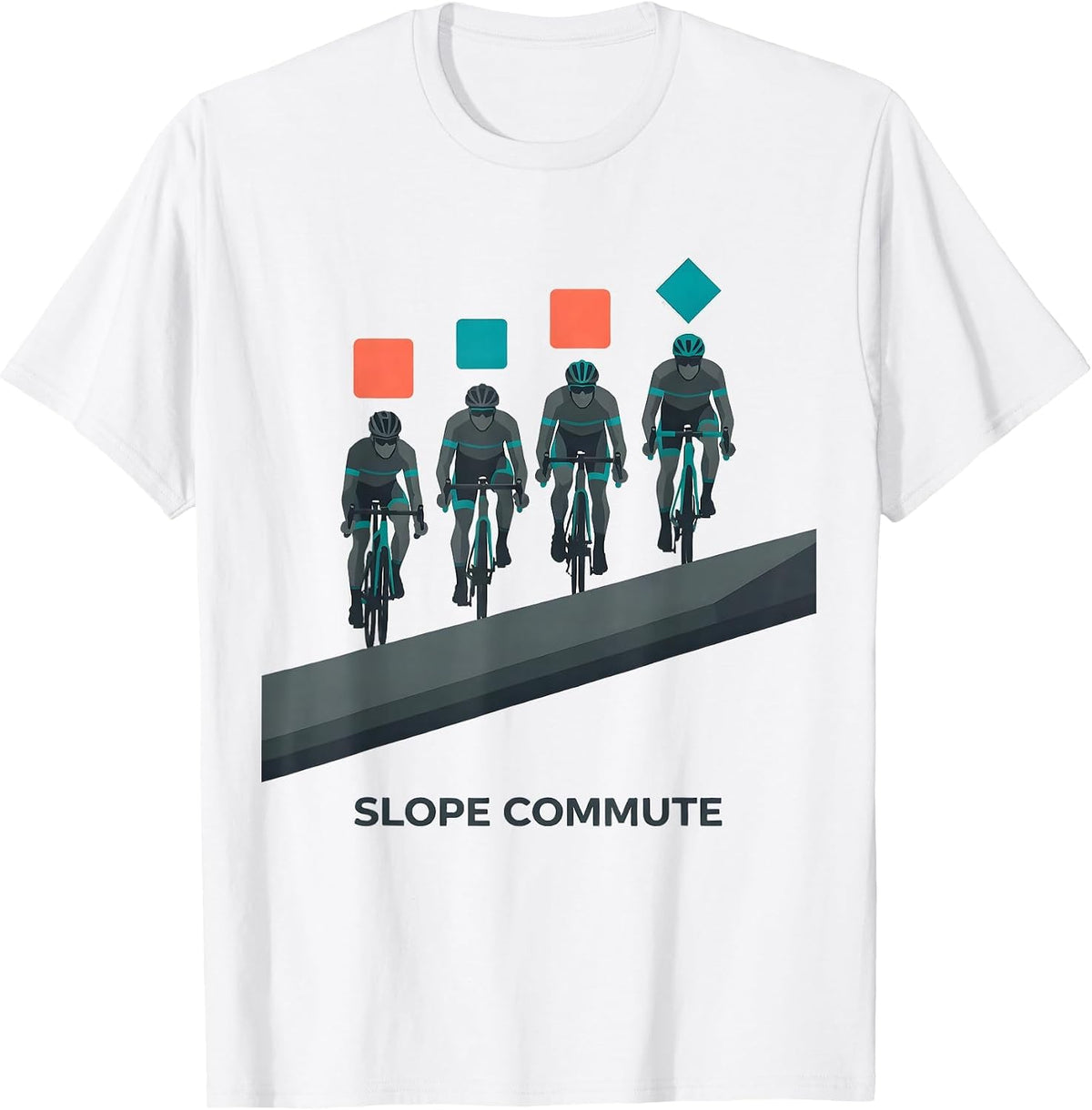 Men's Slope Commute Flat Vector Ski Snowboard Dad Humor T-Shirt - White