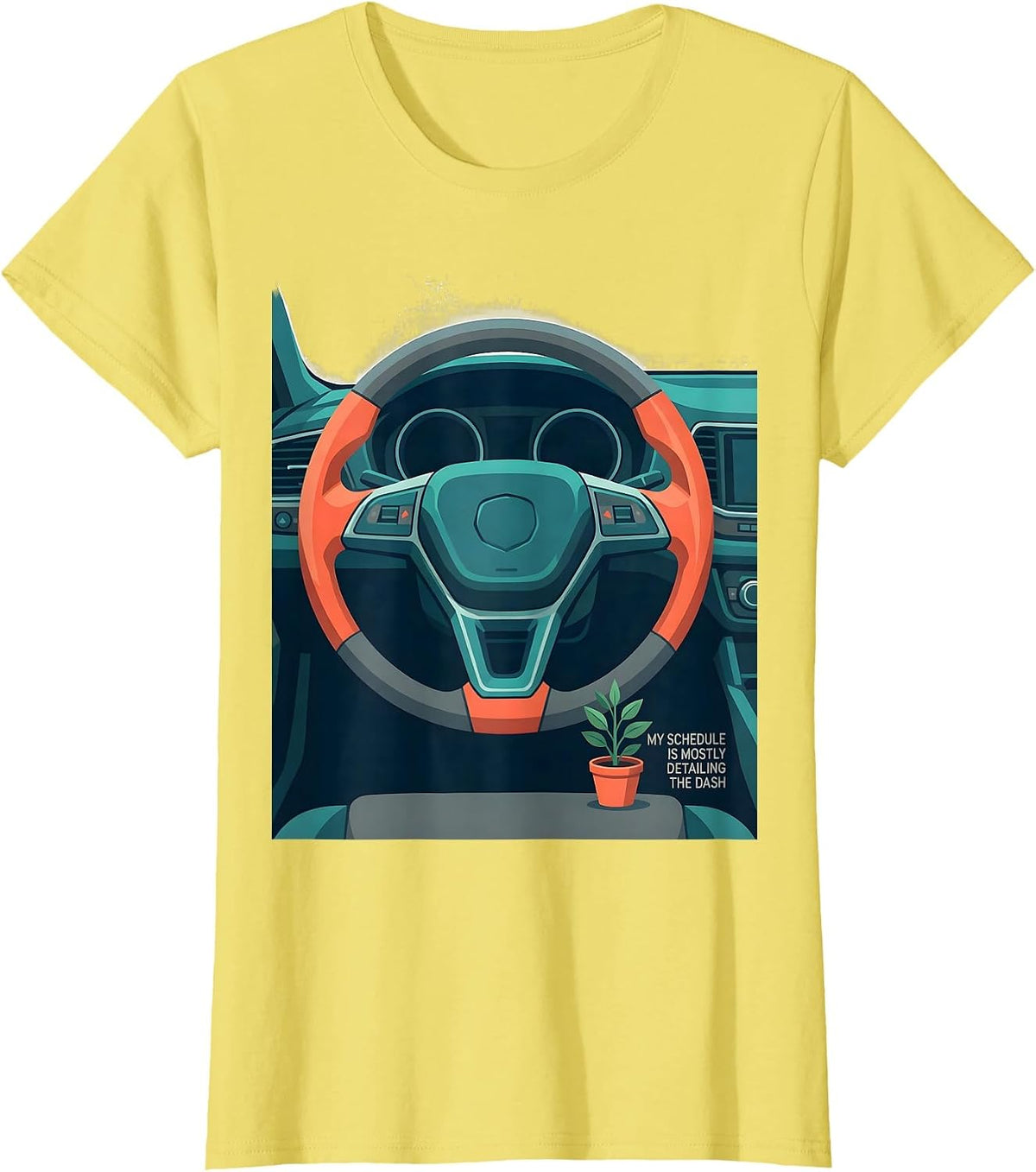 My Schedule Is Mostly Detailing The Dash Car Enthusiast T-Shirt - Lemon Yellow