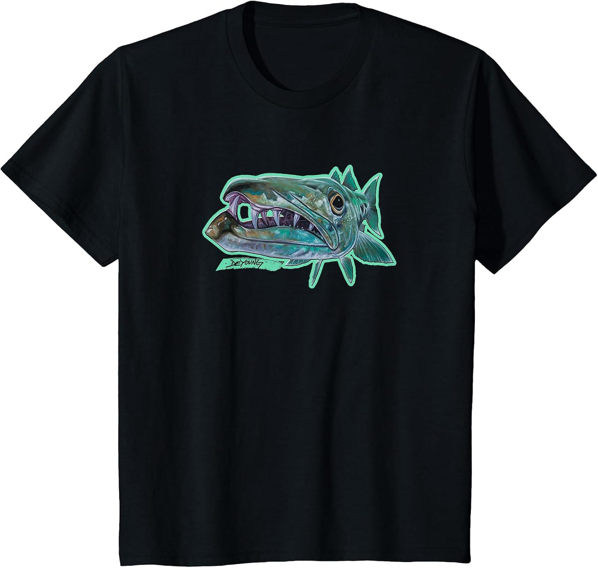 Barracuda Fishing Shirt Barracuda Fisherman Derek Deyoung T-Shirt - Black