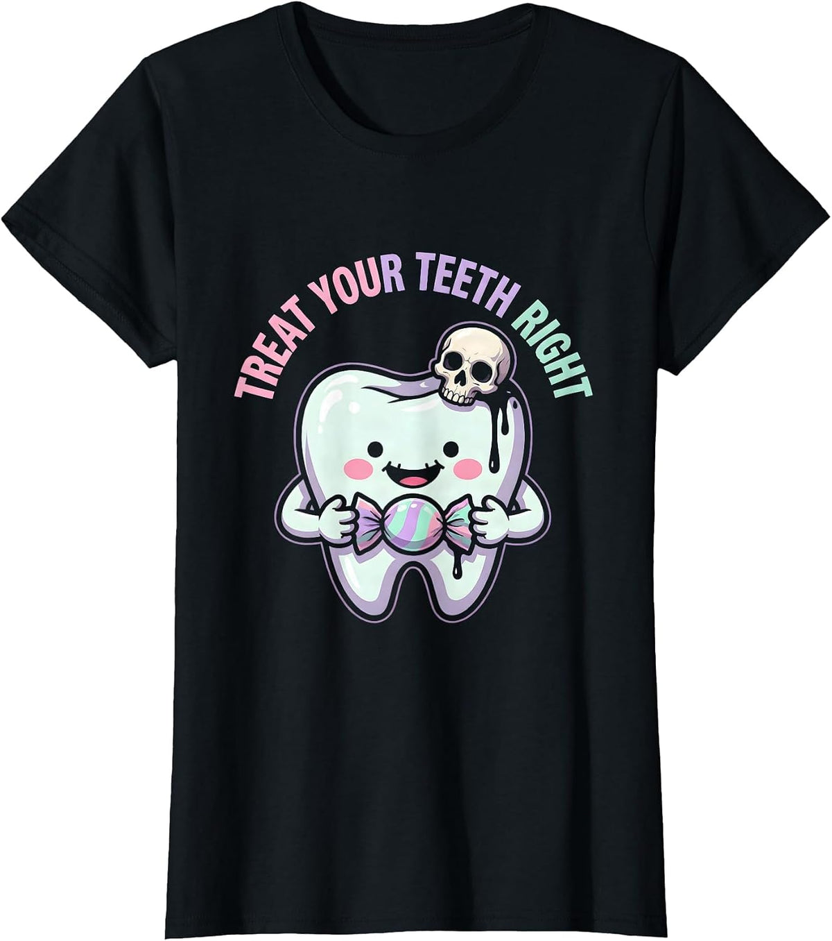 Treat Your Teeth Right Dental Halloween Design T-Shirt - Black