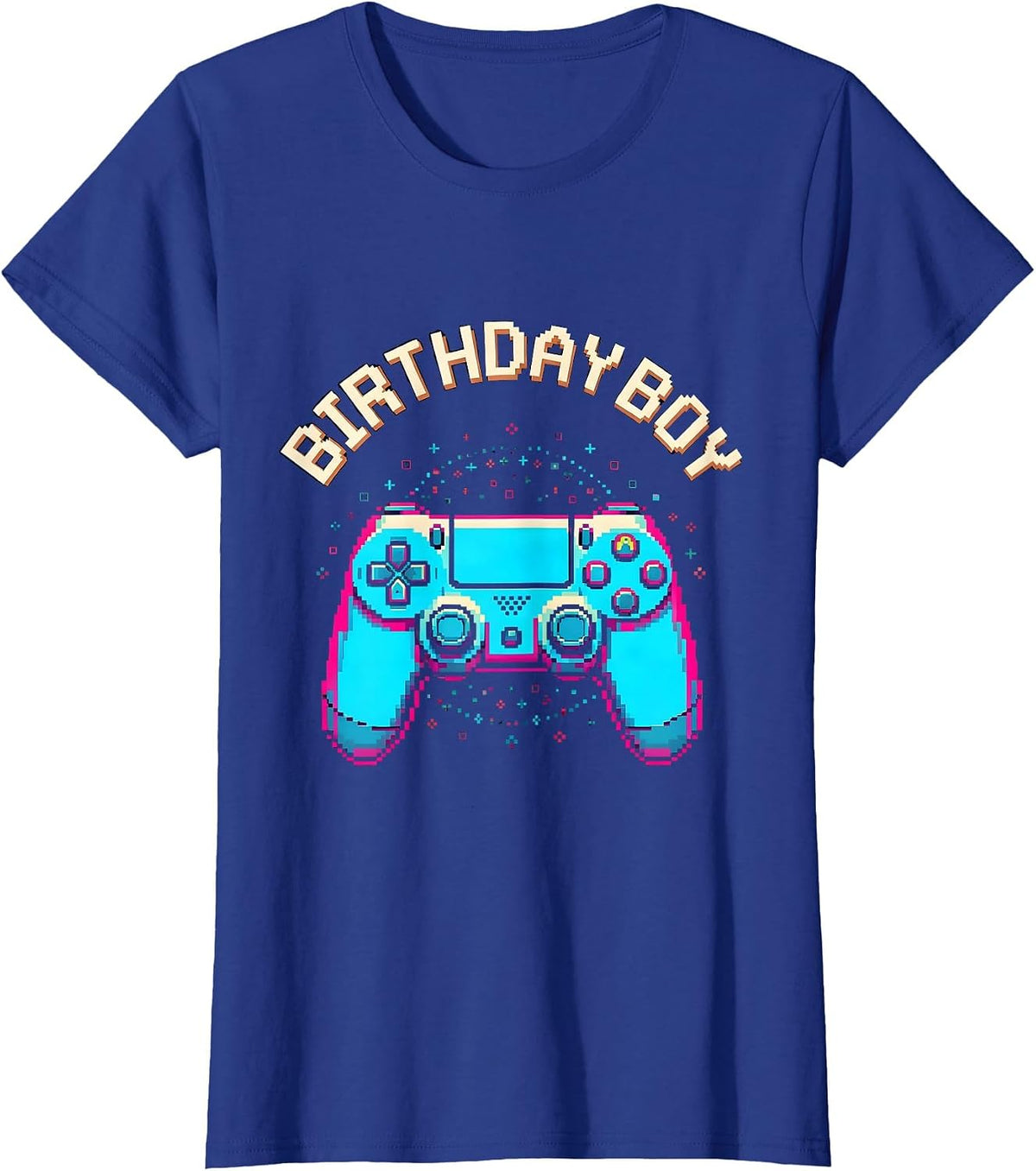 Women's Birthday Boy Pixel Art Video Game Birthday Party Matching T-Shirt - Royal Blue