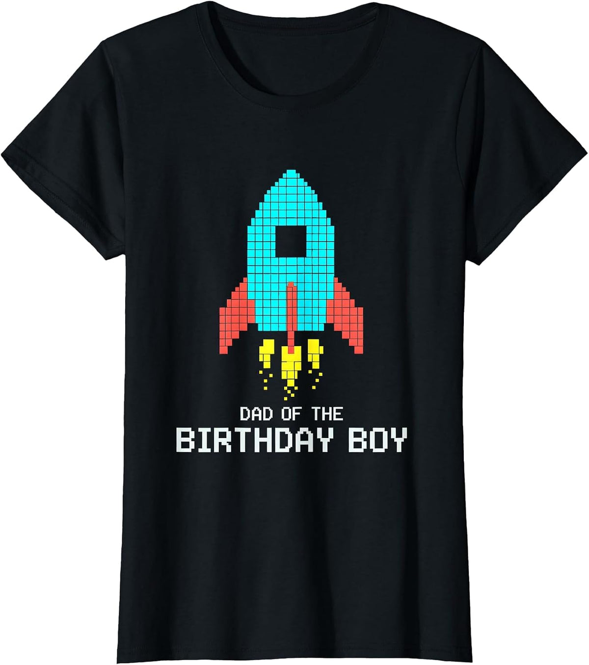 Women's Dad Of The Birthday Boy Pixel Art Family Matching Party T-Shirt - Black