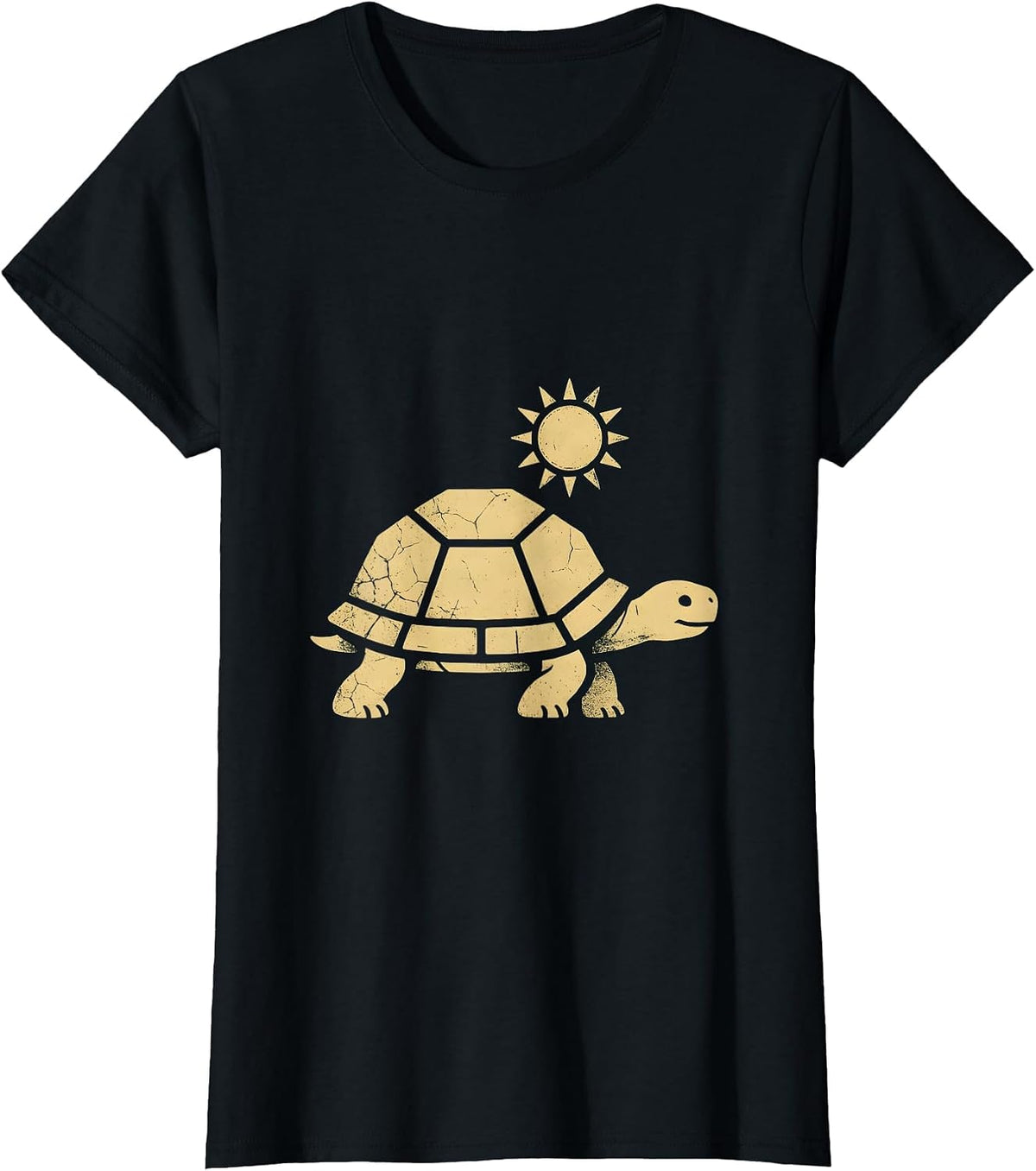 Women's Desert Tortoise Walking Under Hot Sun Western T-Shirt - Black