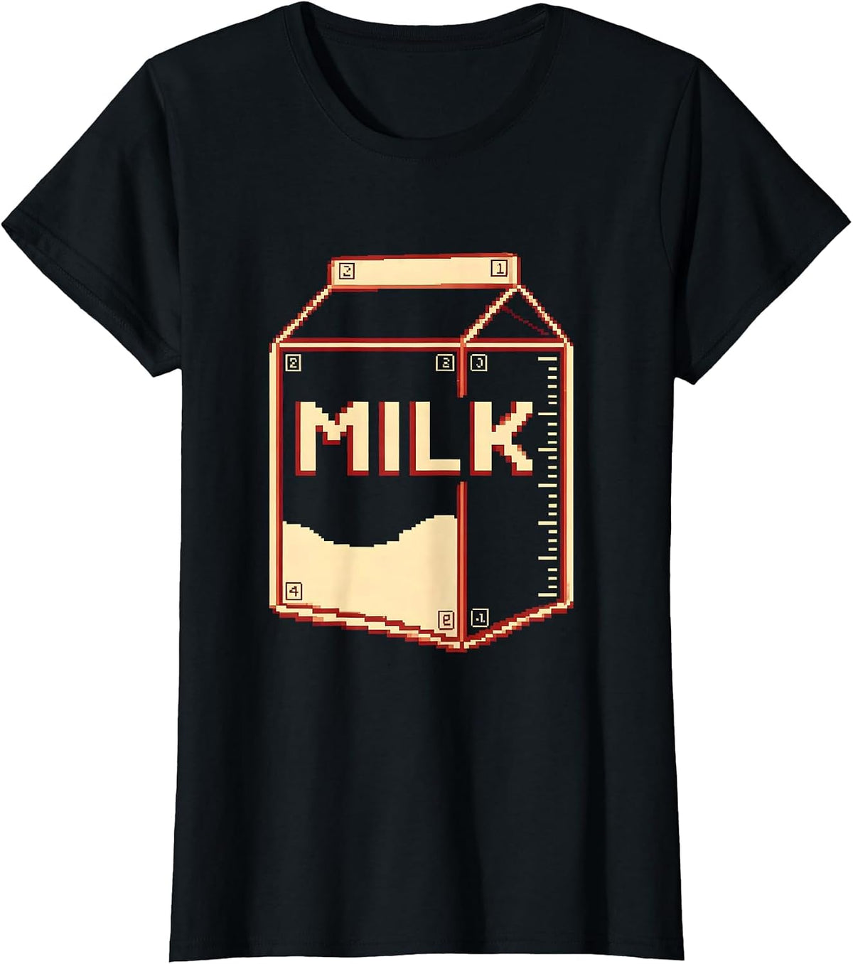 Women's MILK Pixel Art Halloween Costume Shirt Party Gag Gift T-Shirt - Black