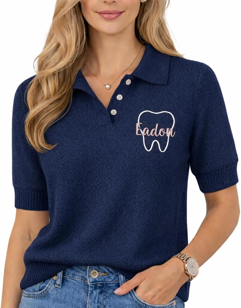 Dental Hygienist Embroidered Sweater, Gift For Hygienist, Tooth Gift, Teeth Polo Sweater Sweatshirts For Women - Dental #1