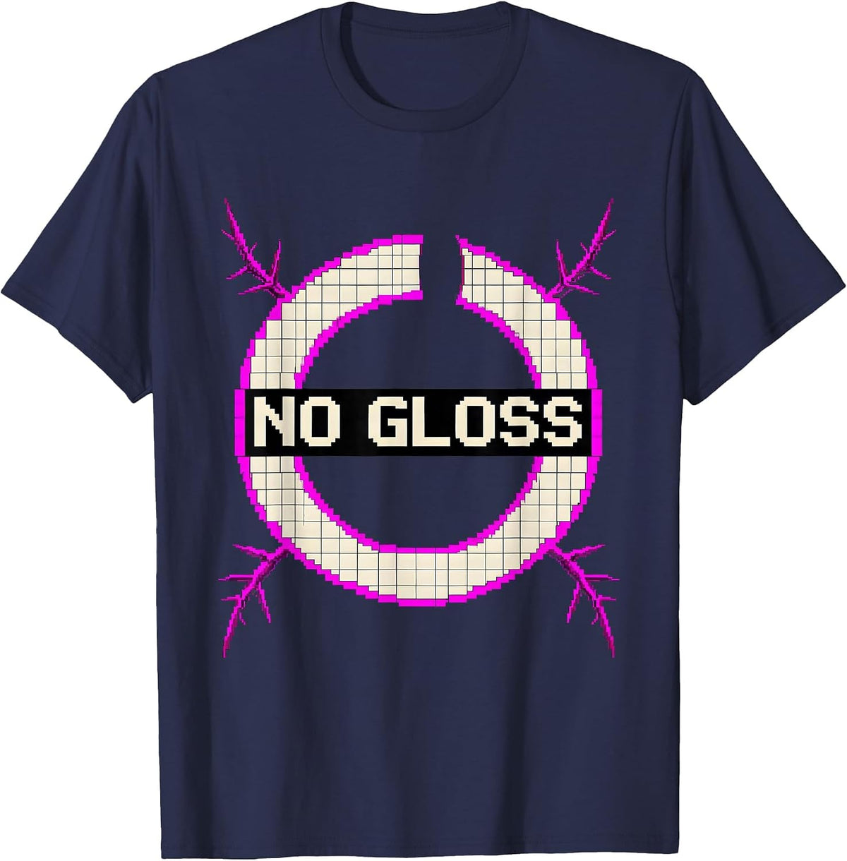 No Gloss Pixel Art Y2K Grunge Alt Goth Streetwear T-Shirt - Navy Blue