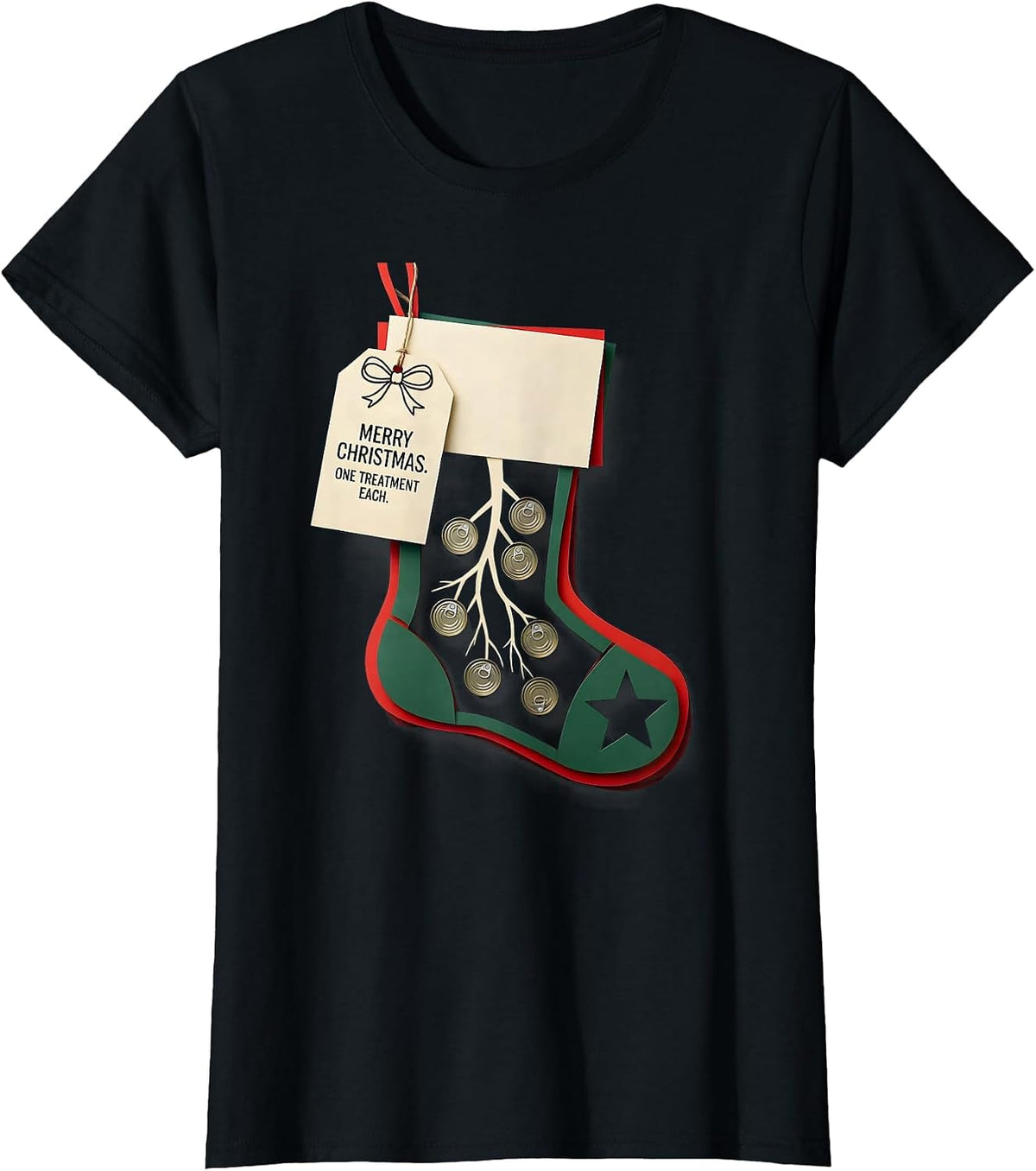 Women's Merry Christmas One Treatment Each Respiratory Therapist T-Shirt - Black