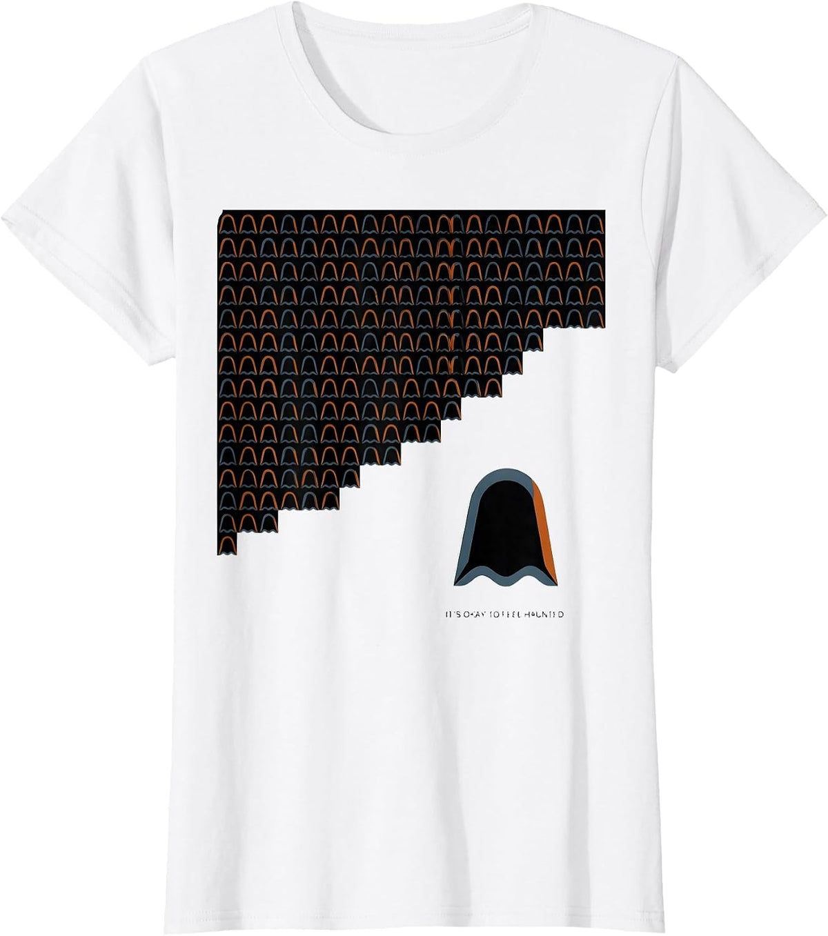 It's Okay To Feel Haunted Geometric Ghost Mental Health T-Shirt - White