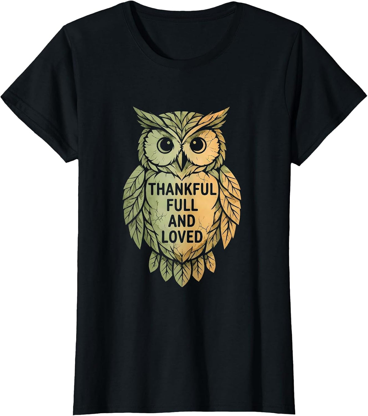 Women's Thankful Full and Loved Family Thanksgiving Design T-Shirt - Black