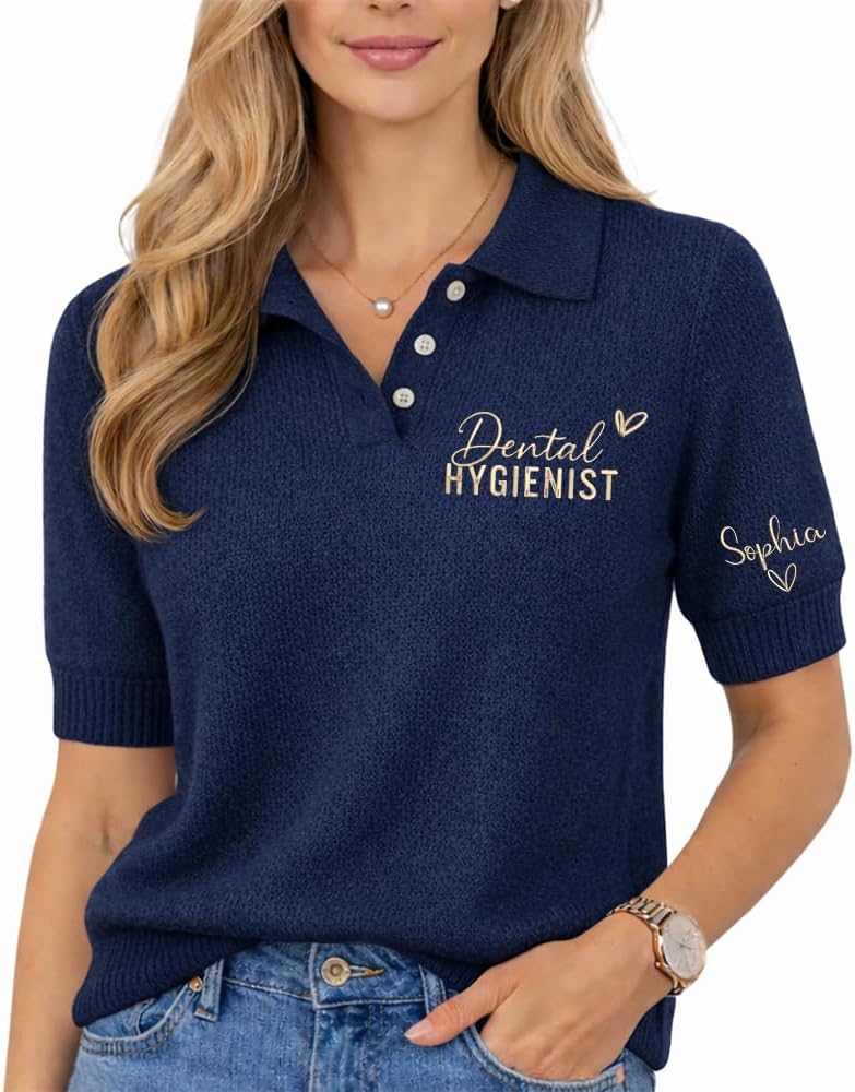 Dental Hygienist Embroidered Sweater, Gift For Hygienist, Tooth Gift, Teeth Polo Sweater Sweatshirts For Women - Dental #9
