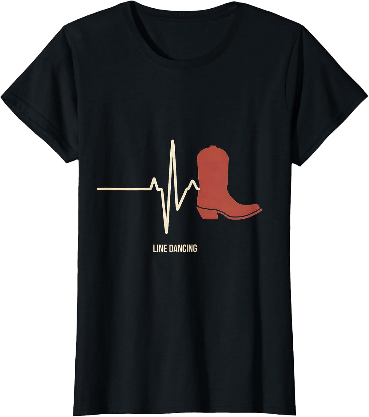 Line Dancing Heartbeat EKG Pulse Line Dancer T-Shirt - Black