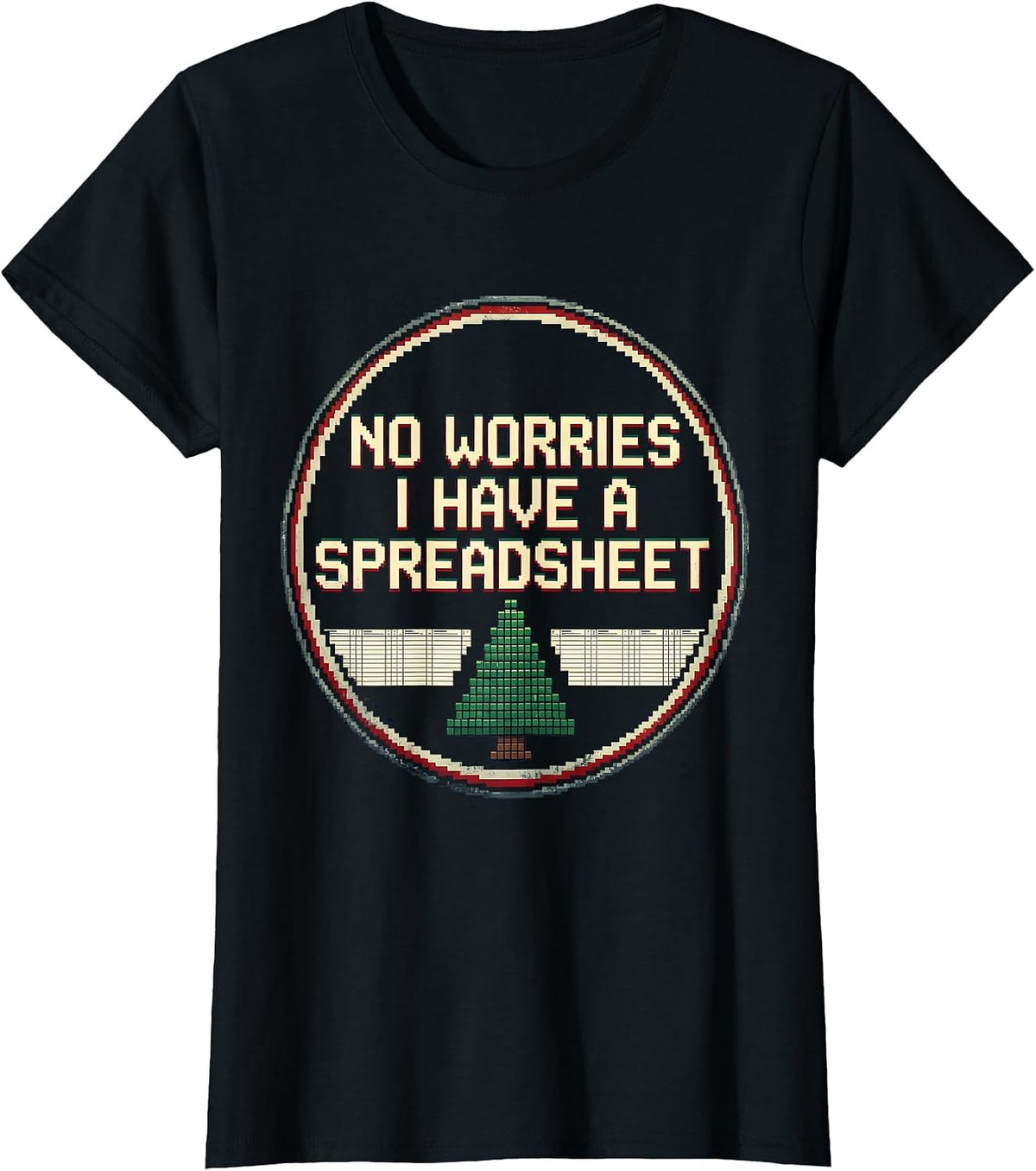 No Worries I Have A Spreadsheet Pixel Art Accountant T-Shirt - Black