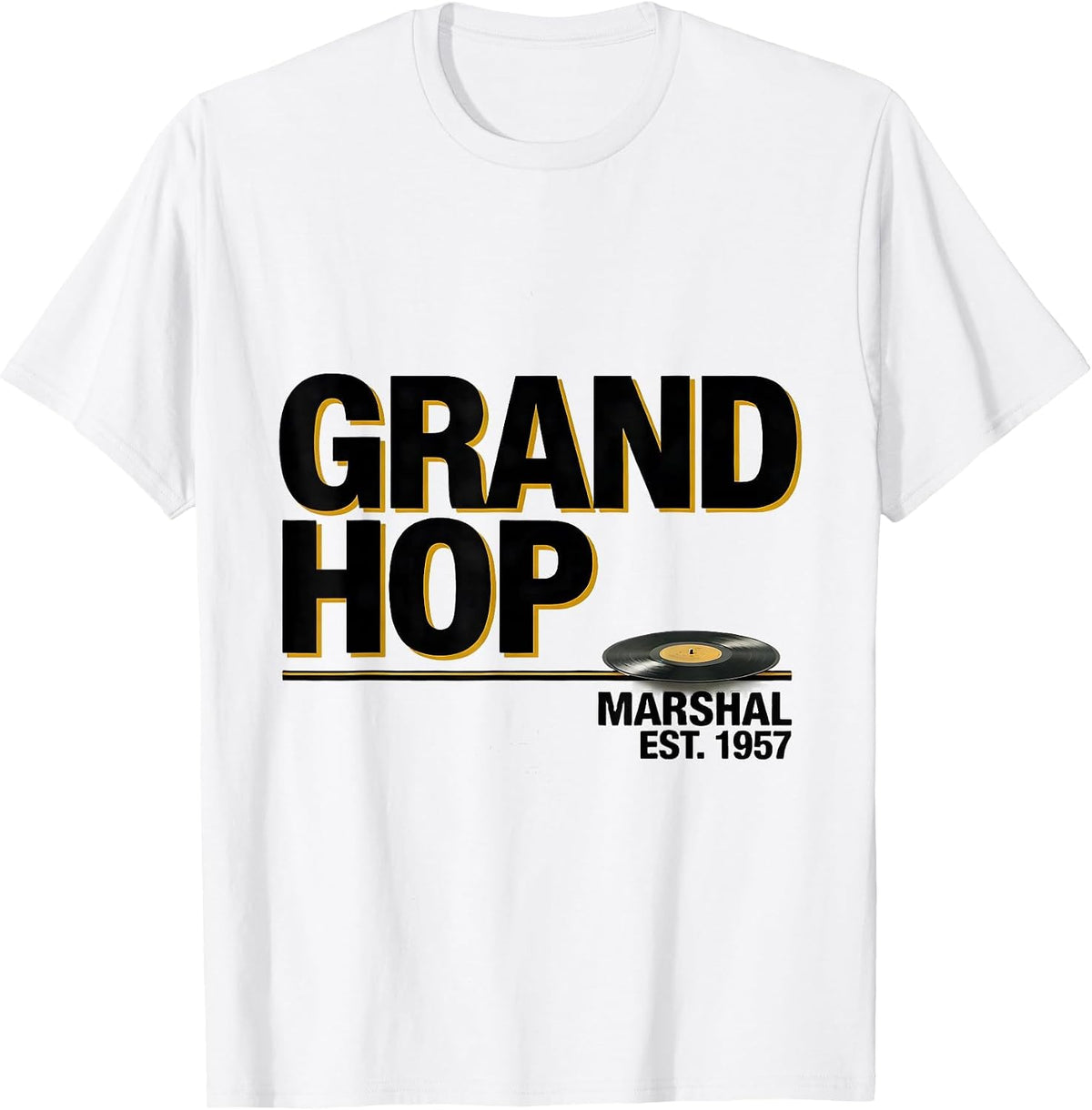 Men's Grand Hop Marshal Est 1957 Retro 50s Sock Hop Rockabilly T-Shirt - White